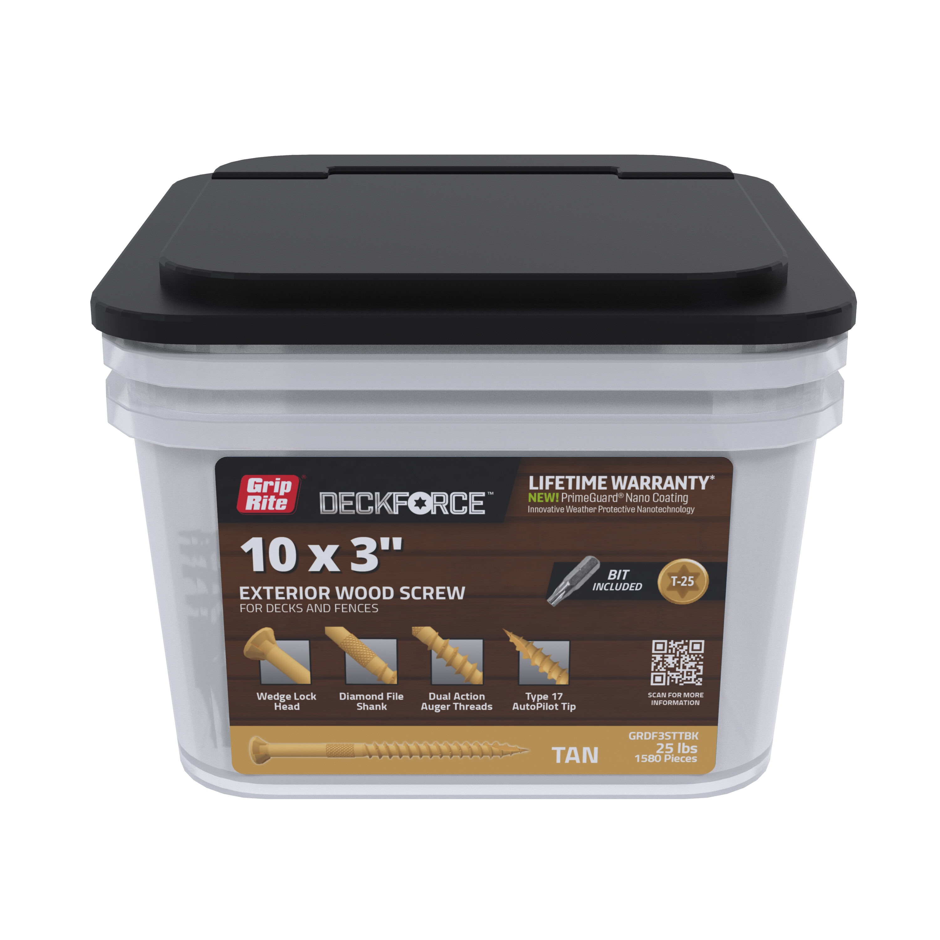 DeckForce by Grip Rite #10 x 2-1/2-in Wood To Wood Deck Screws (1825-Per Box) GRDF212STTBK Sansujyuku sansujyuku.com