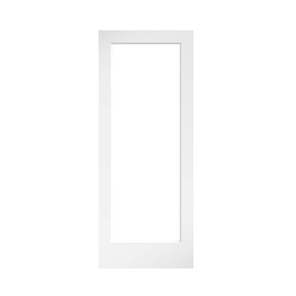 EightDoors 30-in x 80-in White Clear Glass Prefinished Pine Wood