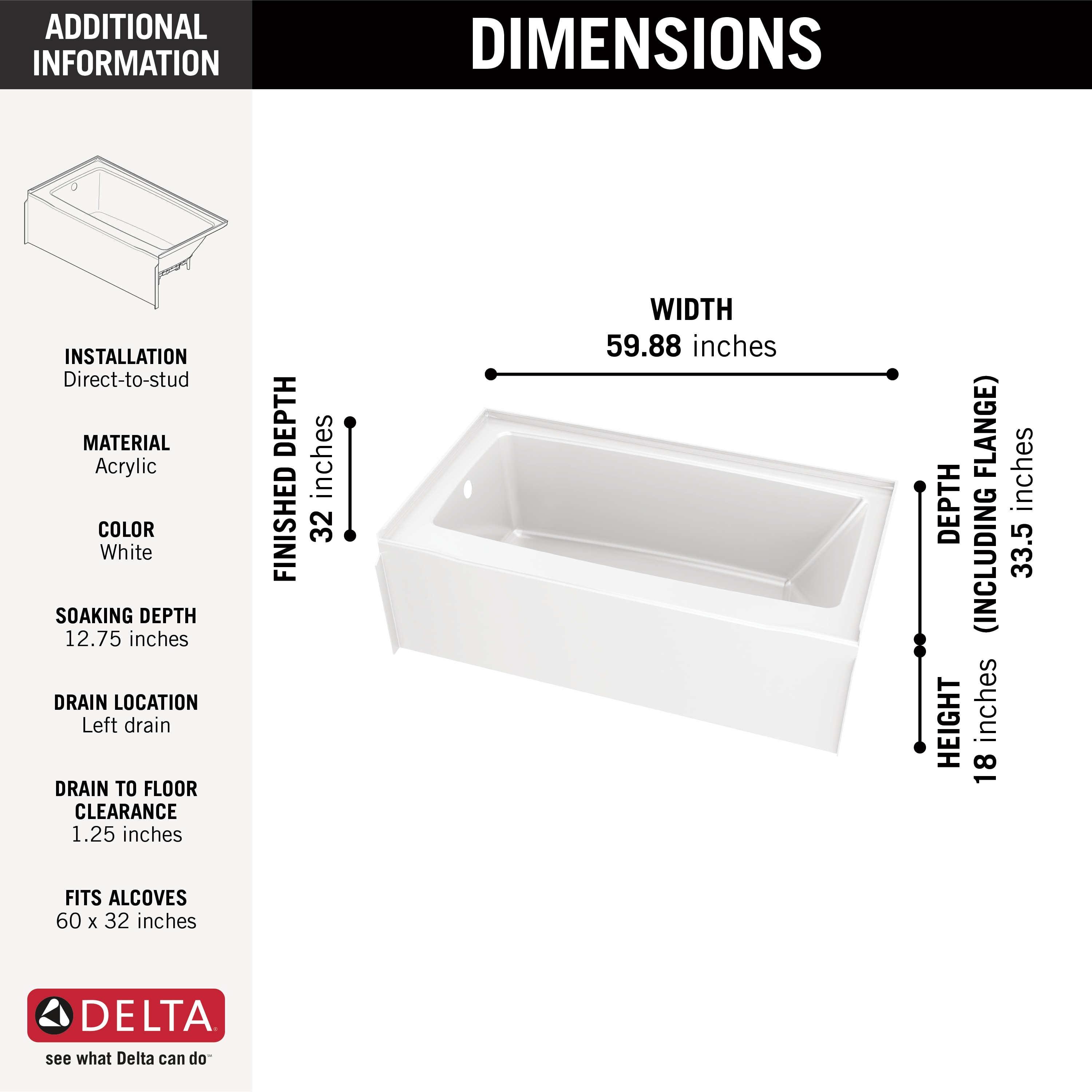 Delta B23607-6032L-WH bathtubs - View #3