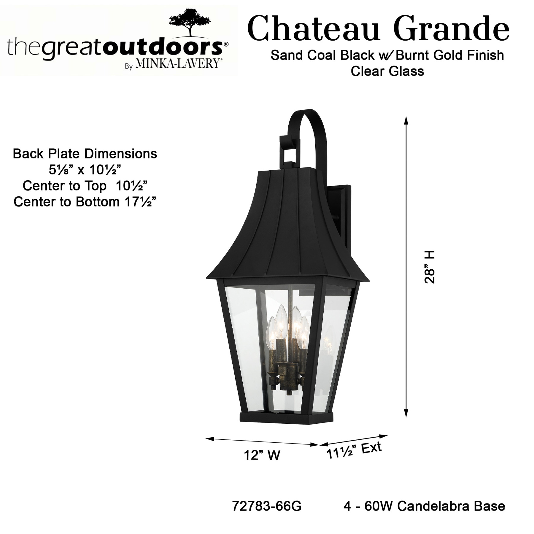 Black and Gold Glass 4-Light Dimmable Sconce