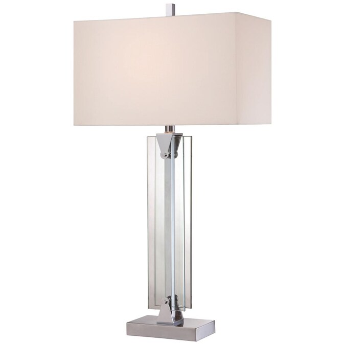Glass Led Table Lamp With Linen Shade, George Kovacs Table Lamps