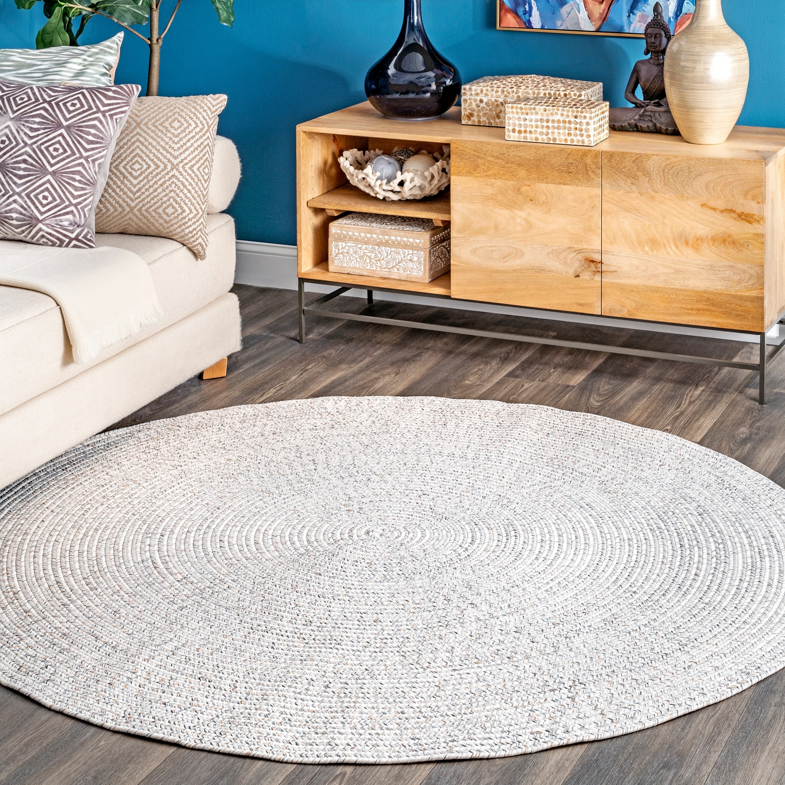 nuLOOM Cable 8 X 8 (ft) Braided Wool Off White Square Indoor Solid Area Rug  in the Rugs department at