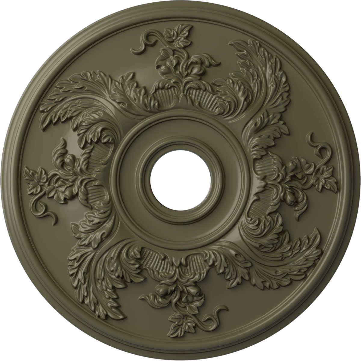 Ekena Millwork CM23ACPTF Acanthus Twist 23.625-in W x 23.625-in L Painted Turtle Polyurethane Whole Ceiling Medallion