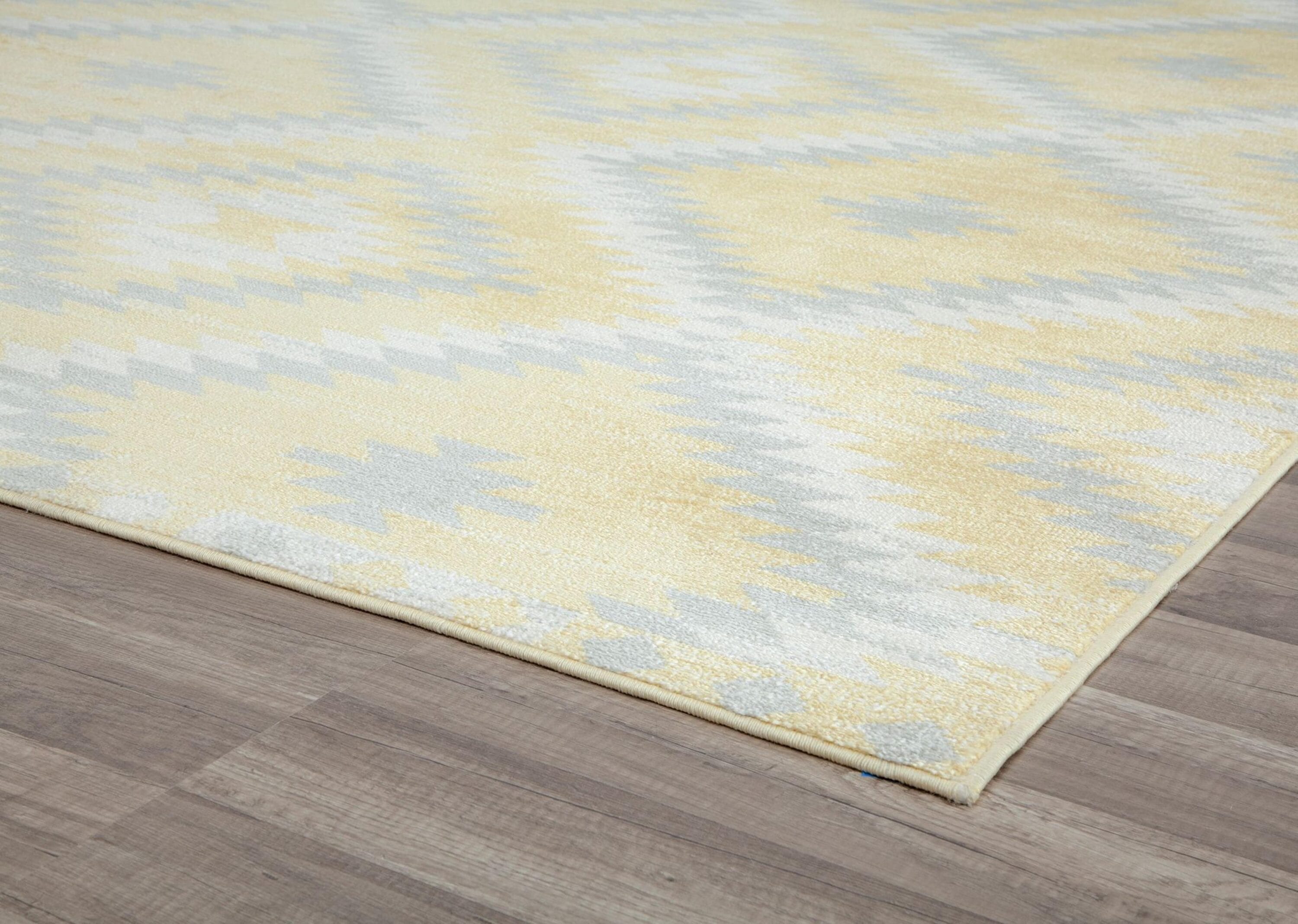 Sunflower Yellow and Gray Synthetic Area Rug, 2' x 4'