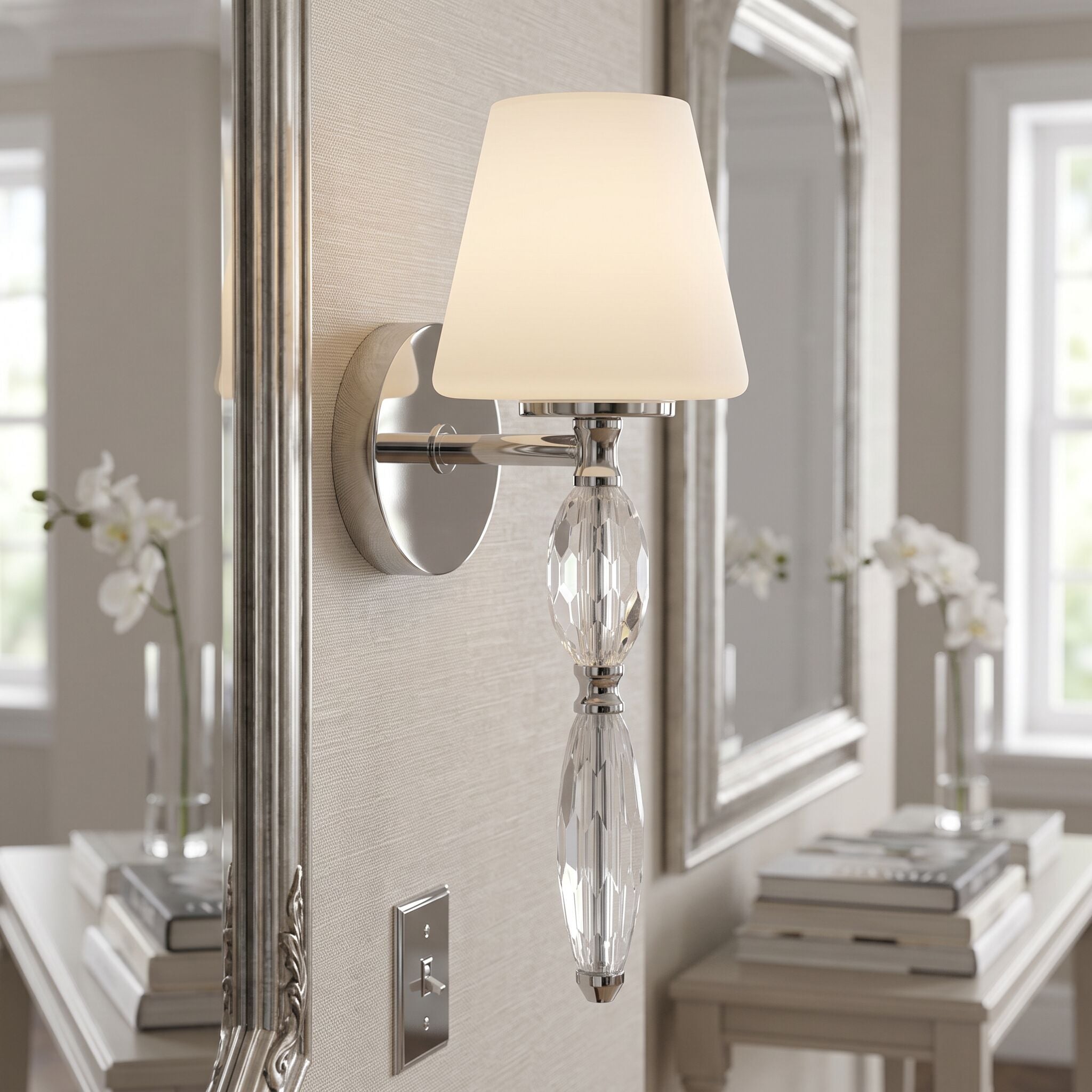 Quoizel Stone 6-in W 1 -Light Polished Chrome Hardwired Damp rated Wall Sconce