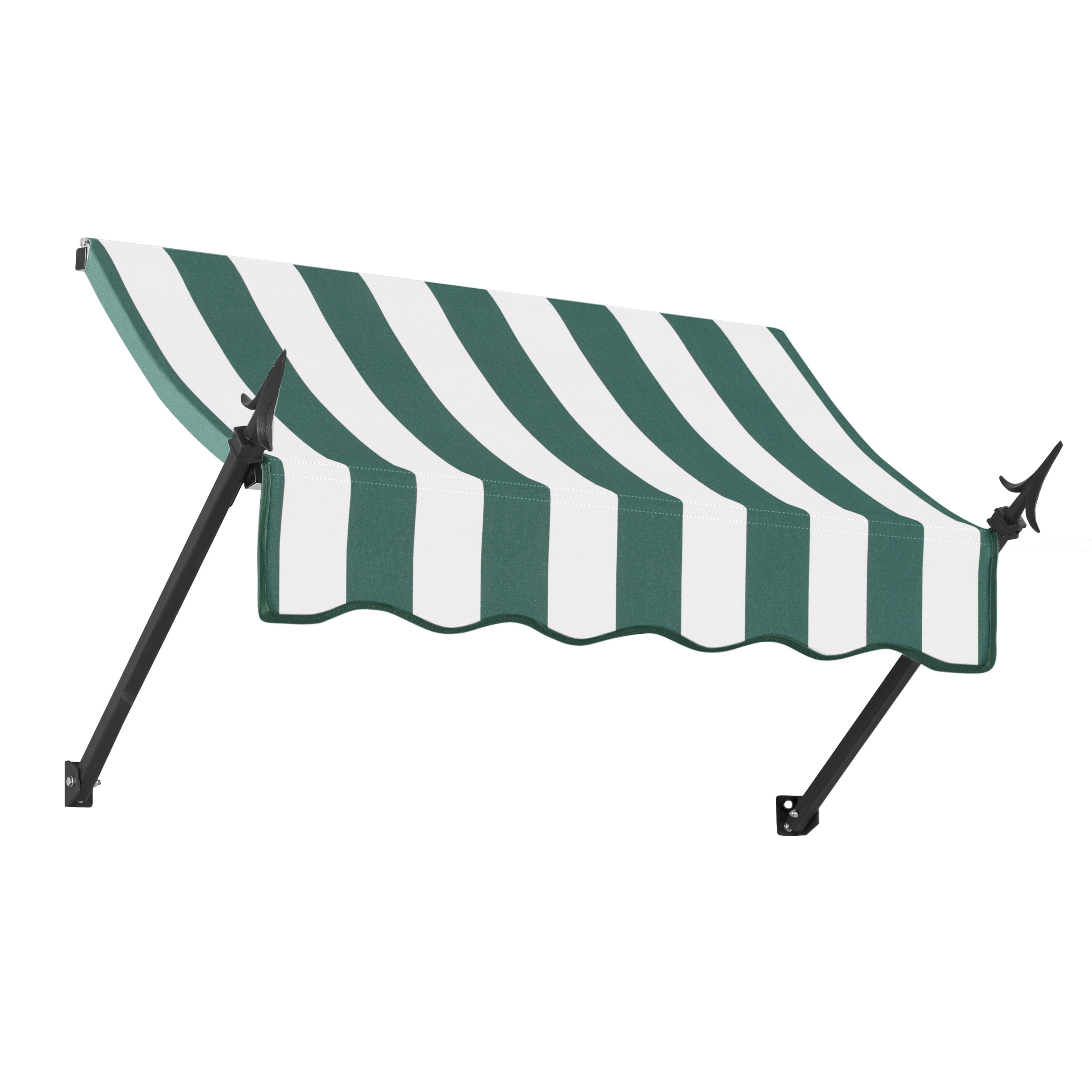 Awntech NO32-L-3FW New Orleans 40.5-in Wide x 24-in Projection x 36-in Height Fabric Forest/White Stripe Striped Fixed Window/Door Awning