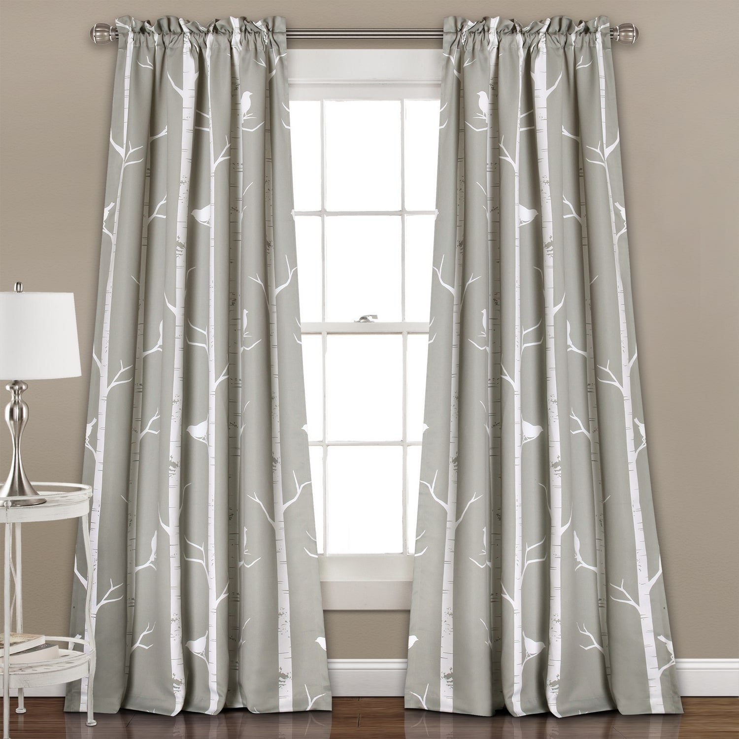 Lush Decor 16T003569 95-Inches Gray Light filtering Rod pocket Curtain panel pair