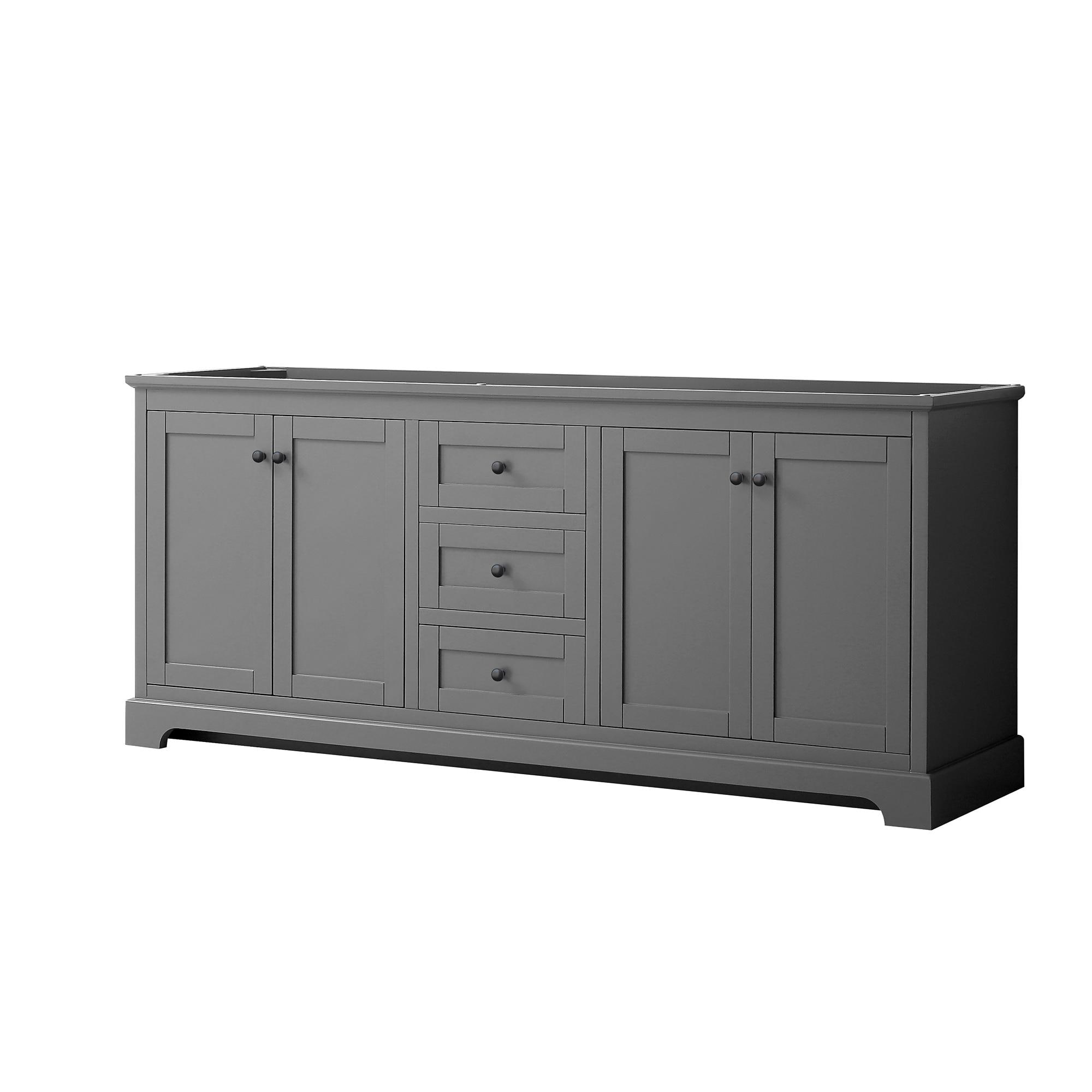 Wyndham Collection WCV232380DGBCXSXXMXX Avery 80-in Dark Gray with Matte Black Trim Bathroom Vanity Base Cabinet without Top
