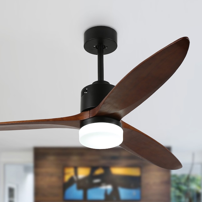 Oaks Decor Berlin 52 In Black Color Changing Integrated Led Indoor Outdoor Ceiling Fan With Light And Remote 3 Blade The Fans Department At Lowes Com