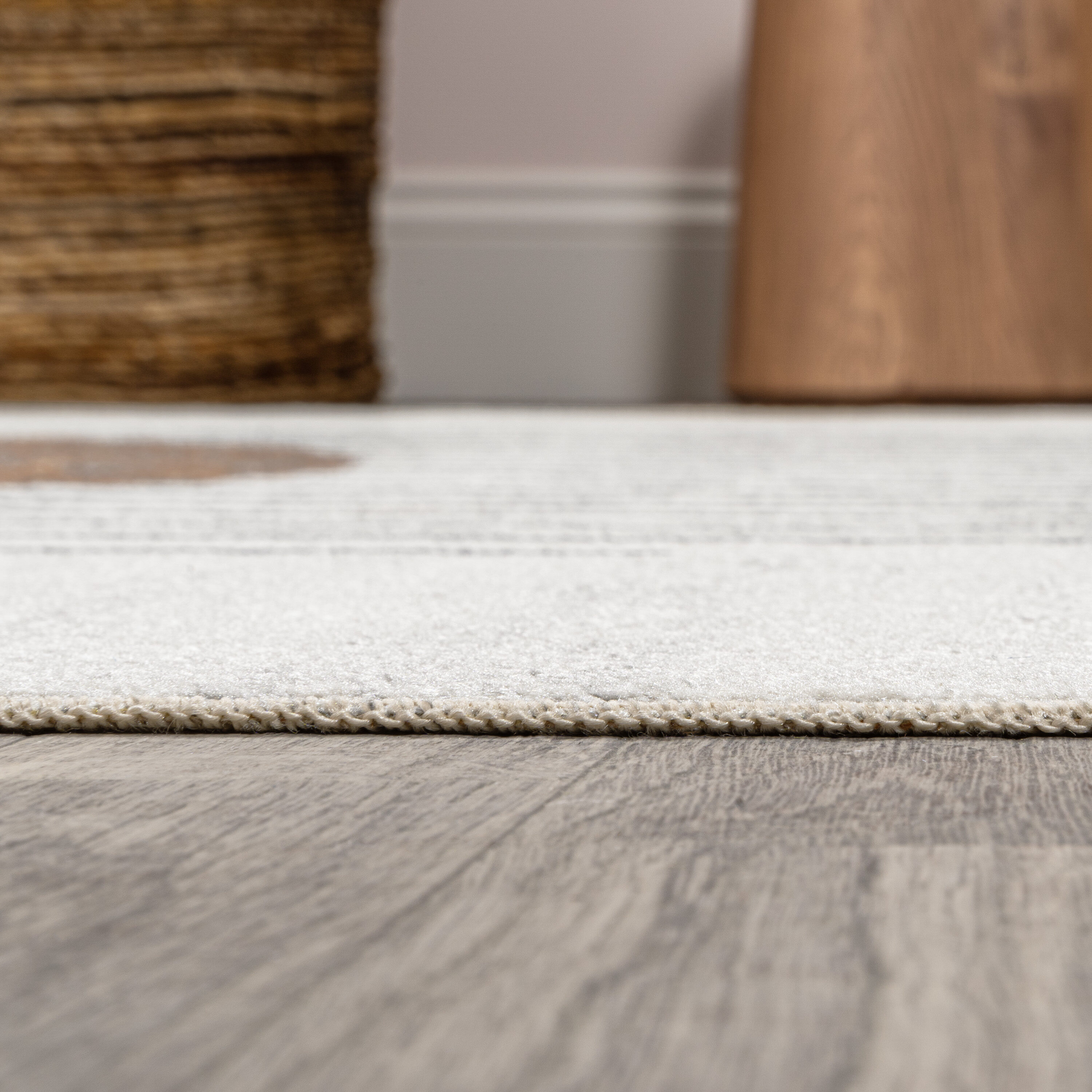 Kallax Cream and Terra Geometric Washable Area Rug