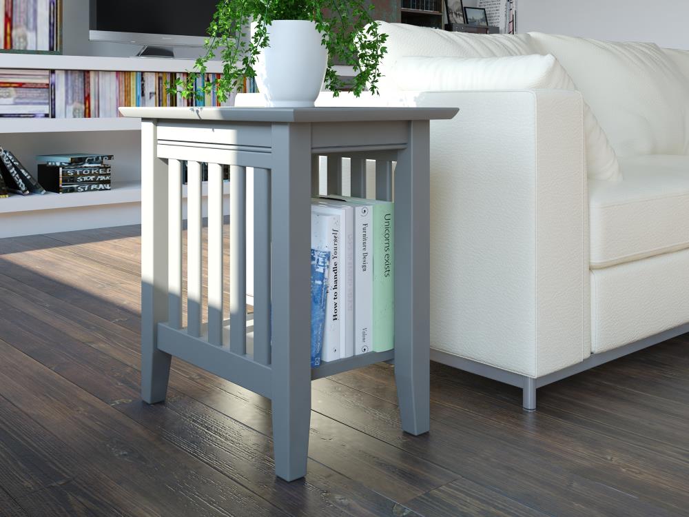 AFI Furnishings AH13209 Mission 14-in W x 22-in H Grey Wood Square Mission/Shaker End Table with Storage Assembly Required