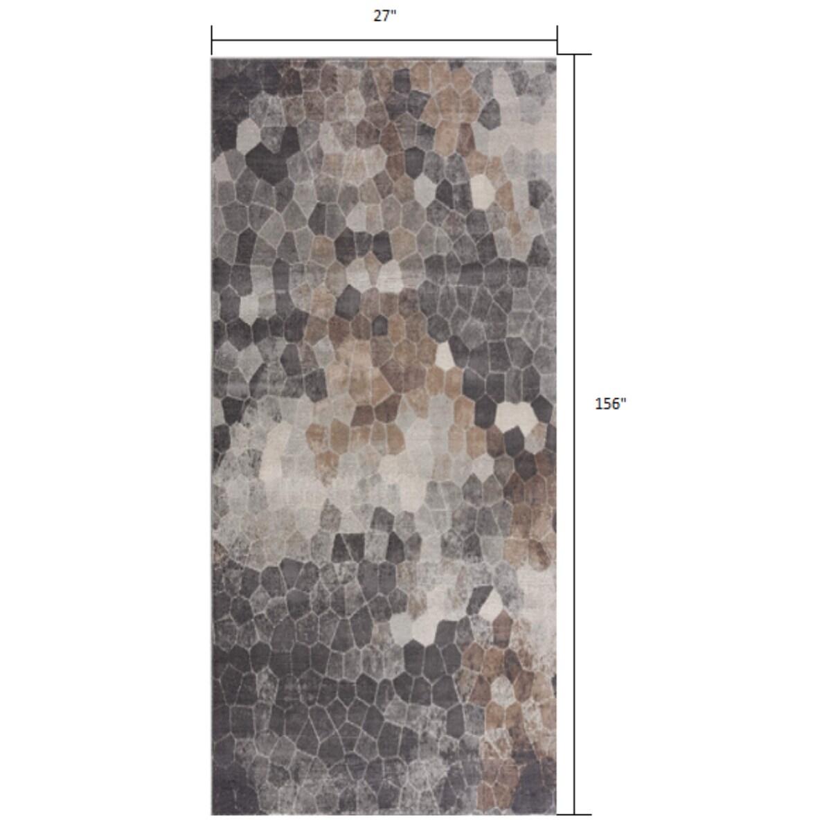 HomeRoots 4000395835 2 x 13 (ft) Loomed Beige Rectangular Indoor Geometric Runner rug