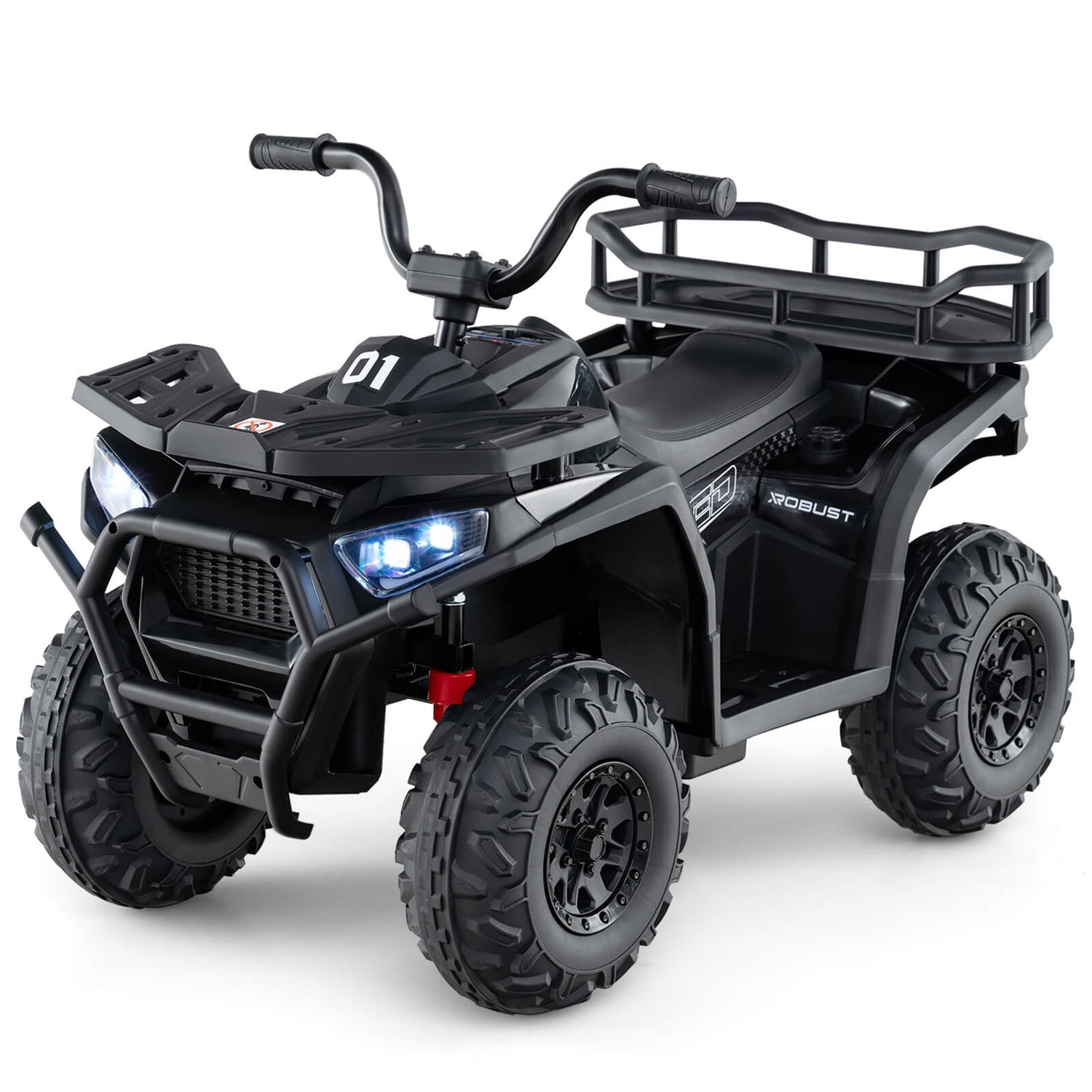 Costway CSHY001586 24V Kids Ride on Electric ATV Car Toy with Spring Suspension and LED Lights USB Black