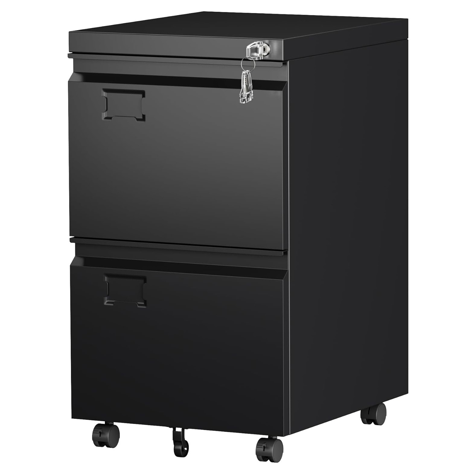 Boyel Living 2 Drawer Mobile File Cabinet with Lock Rolling Metal Filing Organizer for Letter A4 Size