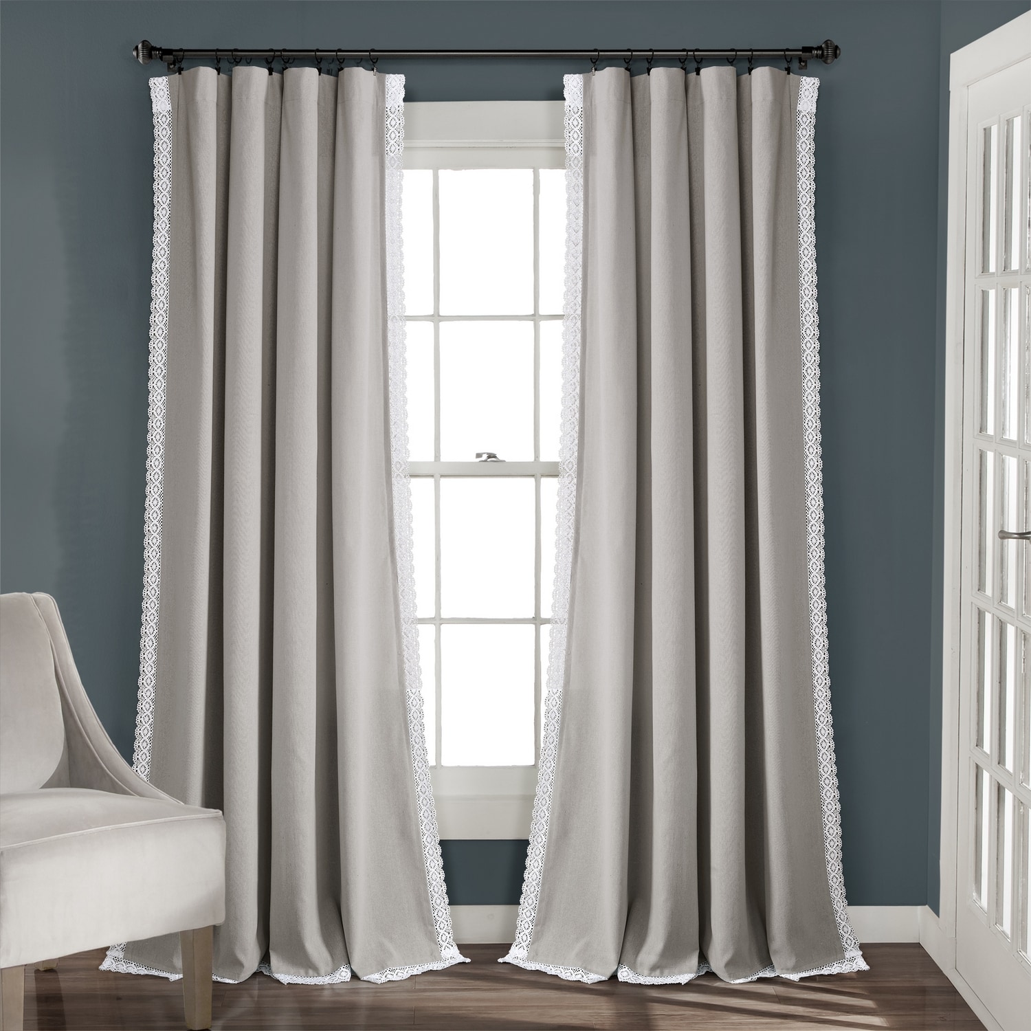 Lush Decor 16T003928 108-in Light Gray Light filtering Rod pocket Curtain panel pair