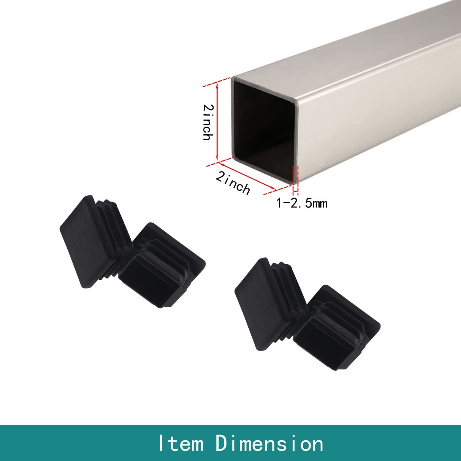 Etokfoks 10 Pack 2x2 Square Tubing Black Plastic Plug End Cap Fits 2 OD Square Tubing LD Polyethylene #LETHDLDCM