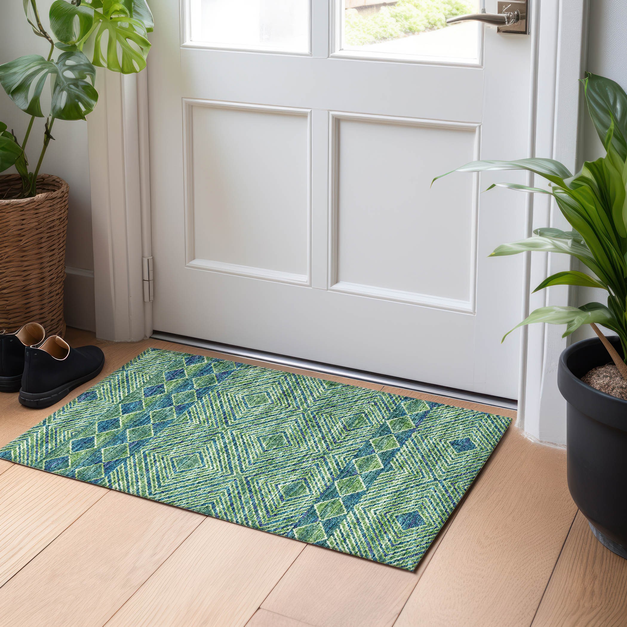Addison Rugs AMF107GN20X30 Mayfield AMF107GN 2 x 3 (ft) Loomed Polyester Green Rectangular Indoor Abstract Machine washable Area rug