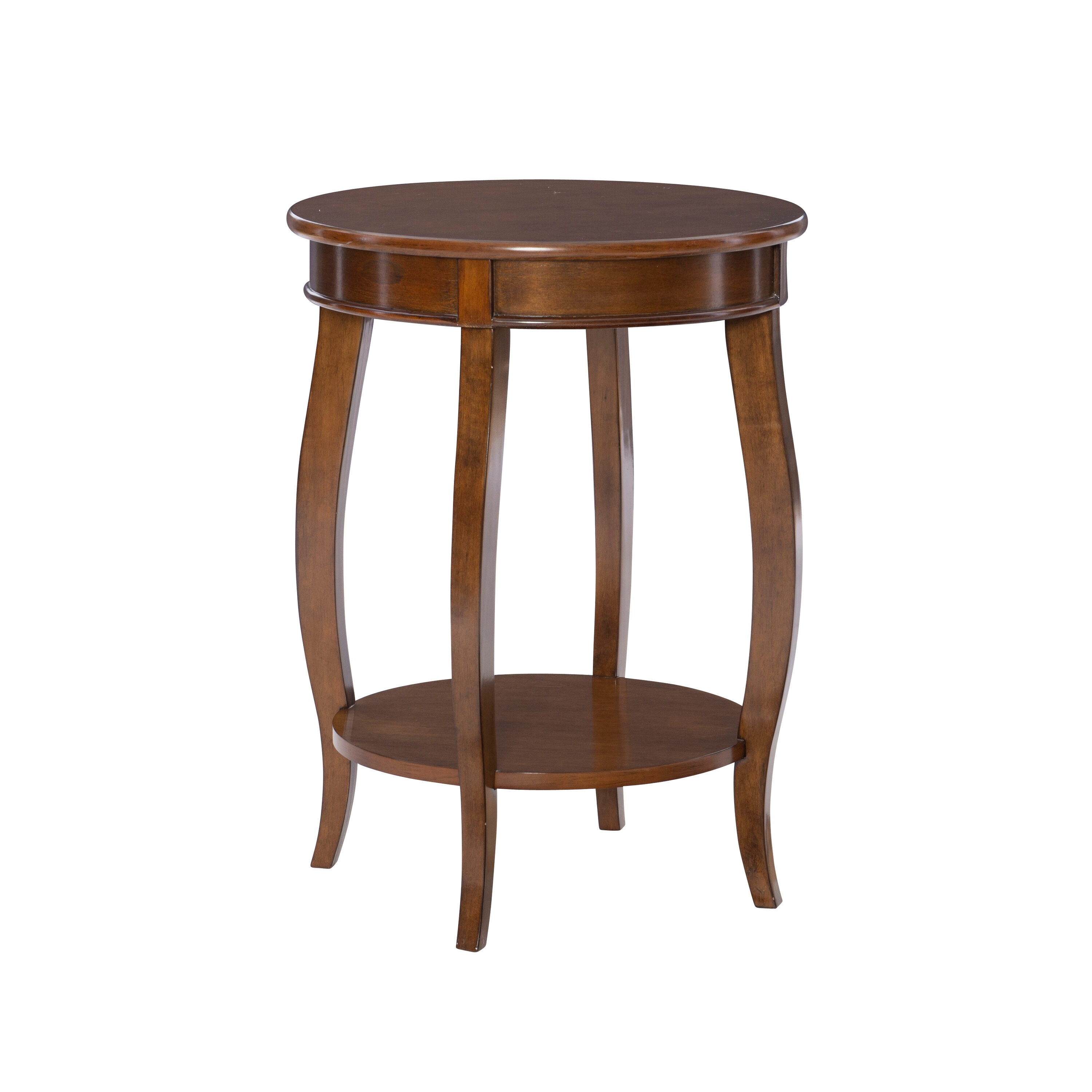 Powell PWLS269 18.5-in W x 24-in H Hazelnut Wood Round Modern End Table Assembly Required