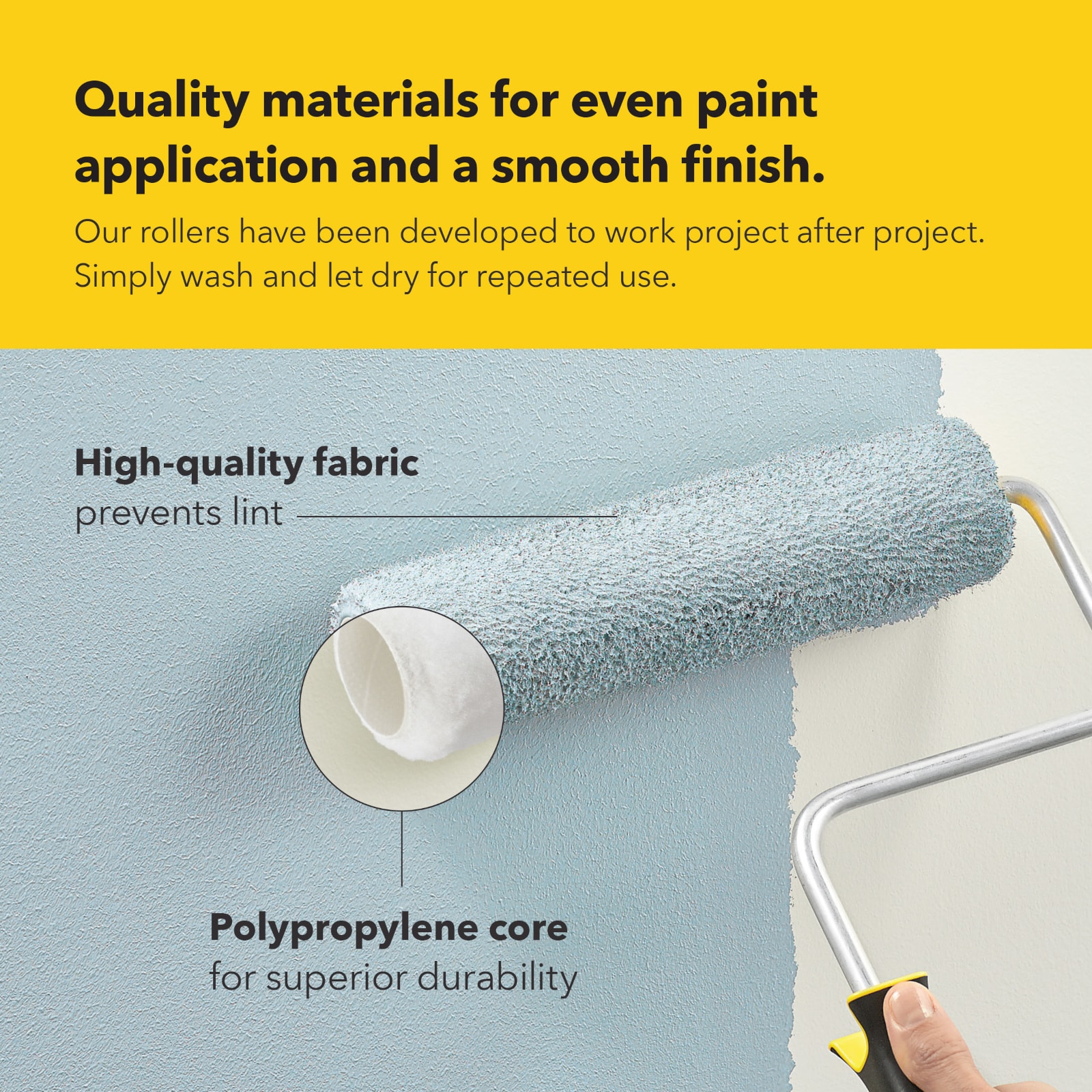 Paint Roller Kit,3 pcs Nylon Roller,Large Paint Roller Kit Adjustable  Roller Frame,Ergonomic Handle, Adjustable Extension Poles,for Painting