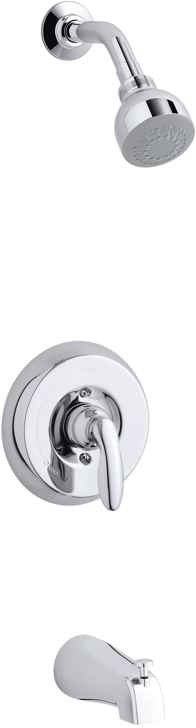 Coralais Polished Chrome 1-handle Single Function Round Bathtub and Shower Faucet | K - KOHLER PS15601-4S-CP
