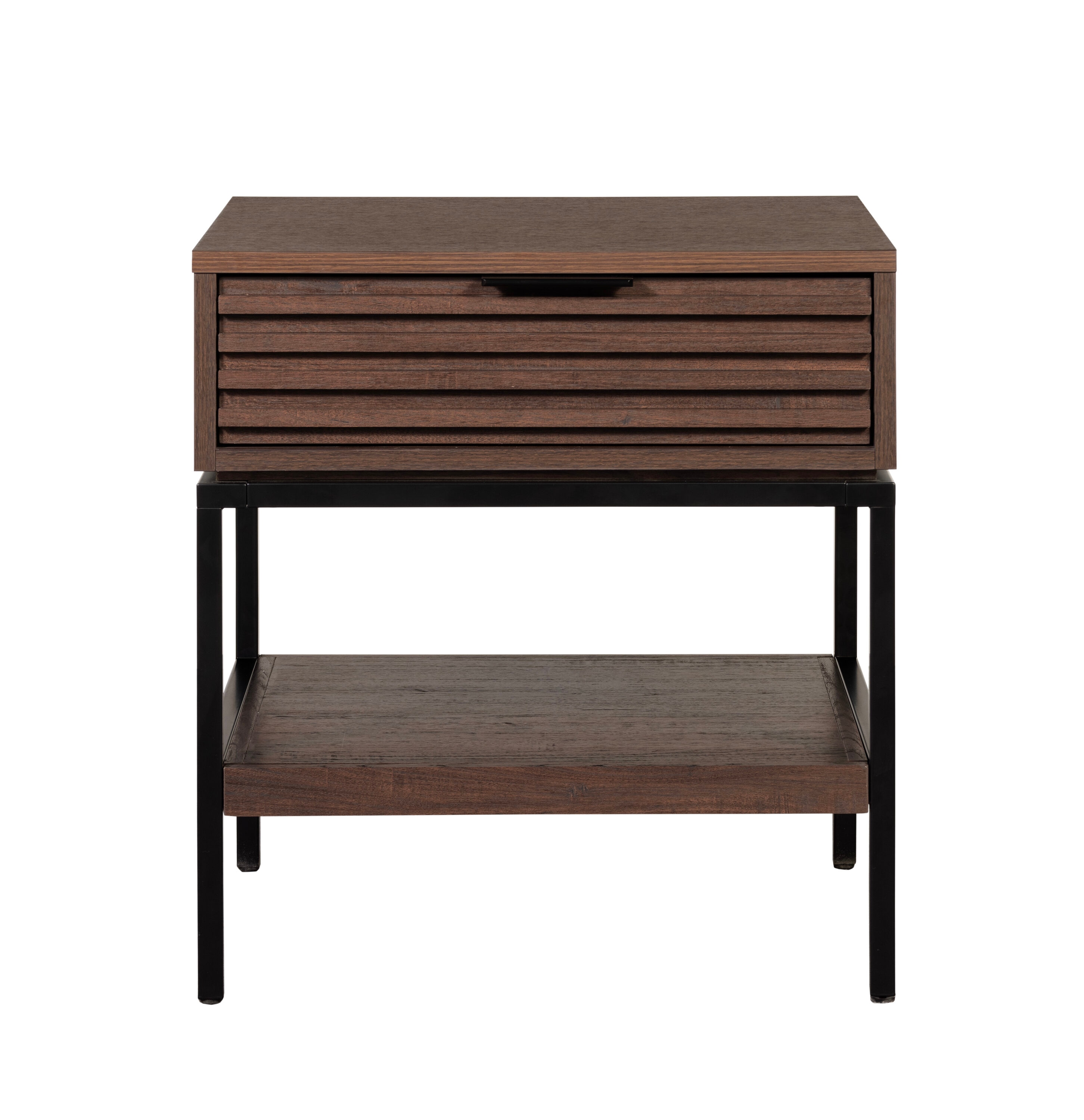  BS-8155-BRW 22-in W x 24-in H Brown Composite Square Modern End Table with Storage Assembly Required