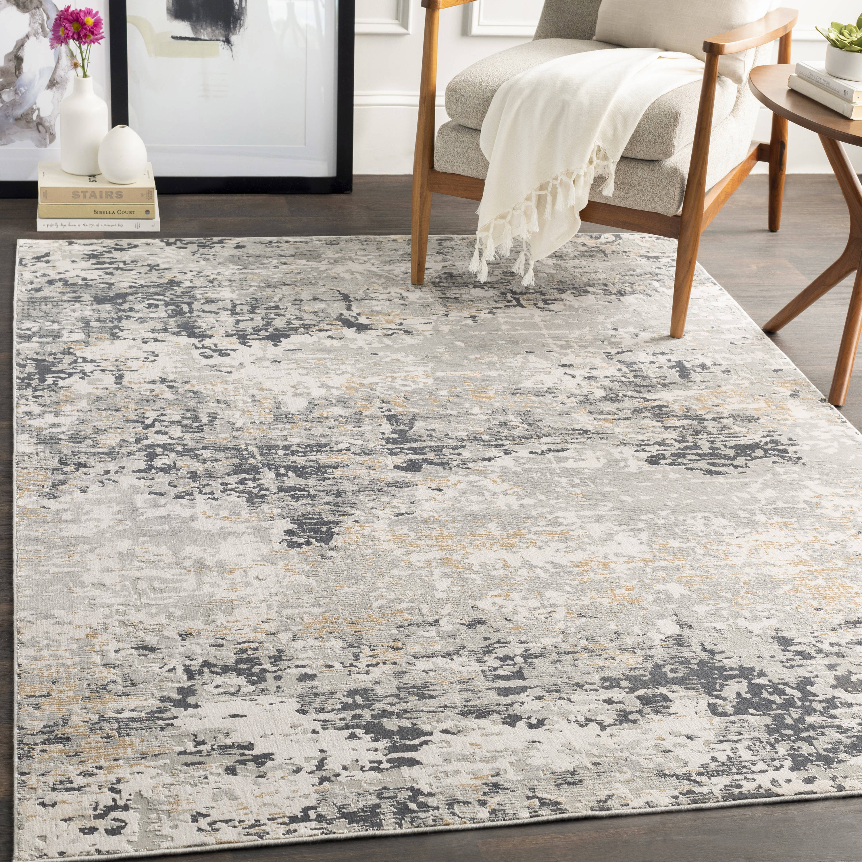 Surya MLN2301-710103 Milano 8 x 10 (ft) Rayon Gray Rectangular Indoor Abstract Industrial Area rug