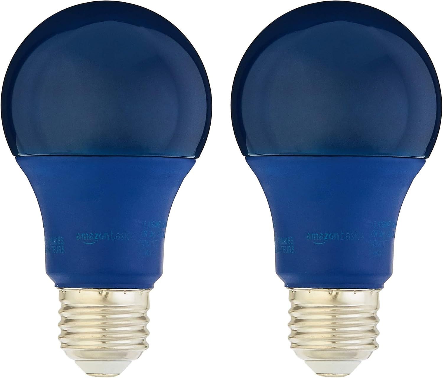 JUSJUBR 2 Pack 9W Energy Efficient A19 Blue Color LED Party Bulb 60 Watt Equivalent Non Dimmable 10000 Hour Lifespan E26 Standard Base Festive Decor Lighting #GC3-027RTUXT