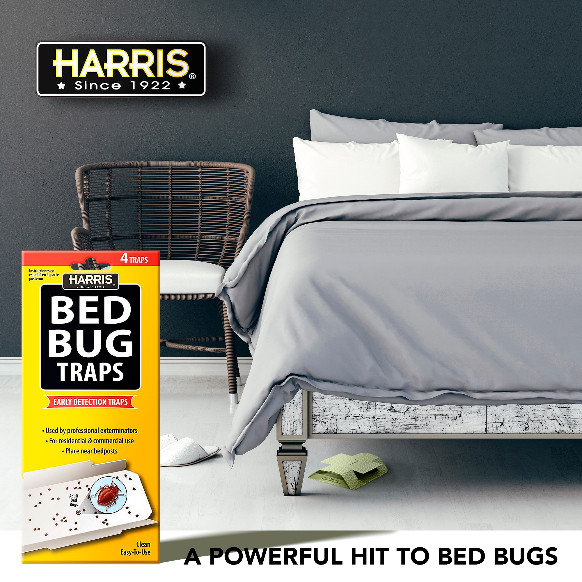 P. F. Harris Mfg. Bed Bug Traps w/Irresistible Lures 2-Pack of 4 8 Traps