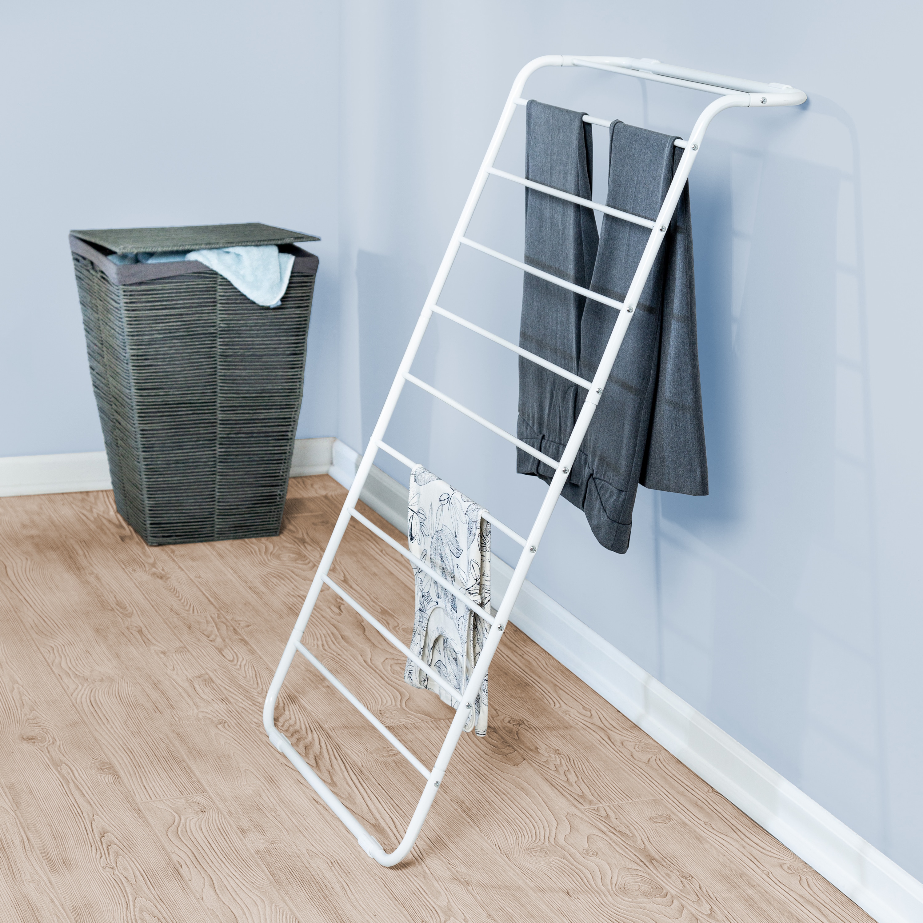 ORE International Adjustable Folding Laundry Drying Rack - Pink, Freestanding Indoor Clothesline, 51 In. Tall, Extra Clothes Hanger