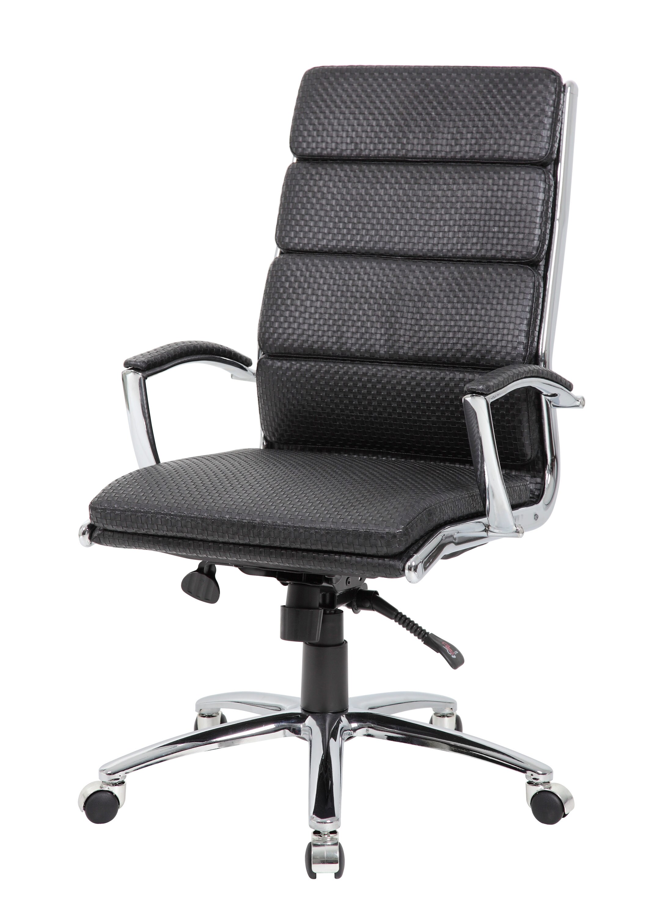 BOSS Office Products High Back Desk Chair Grey Vinyl Chrome Frame