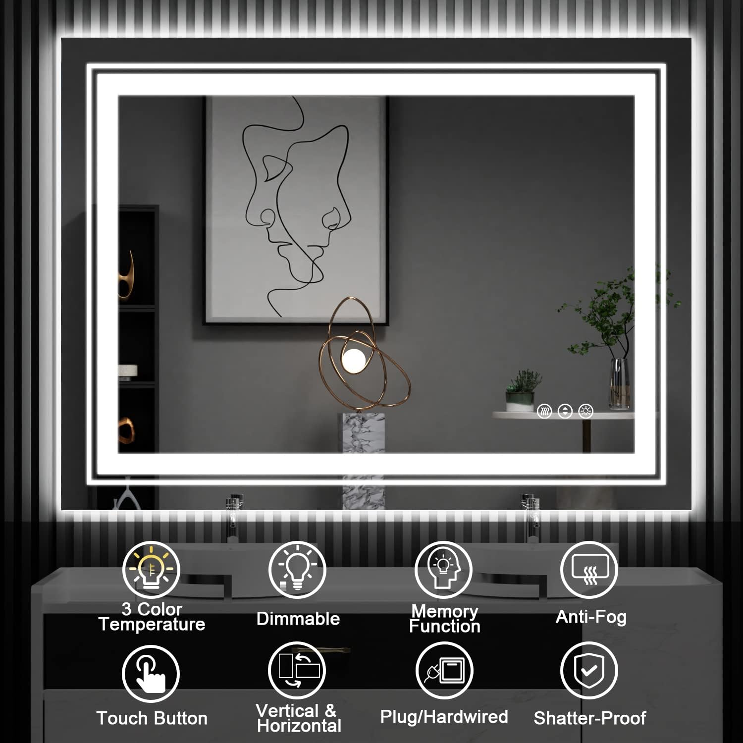 Amorho S1R10080UL Framed-Bath-Mirrors - View #7