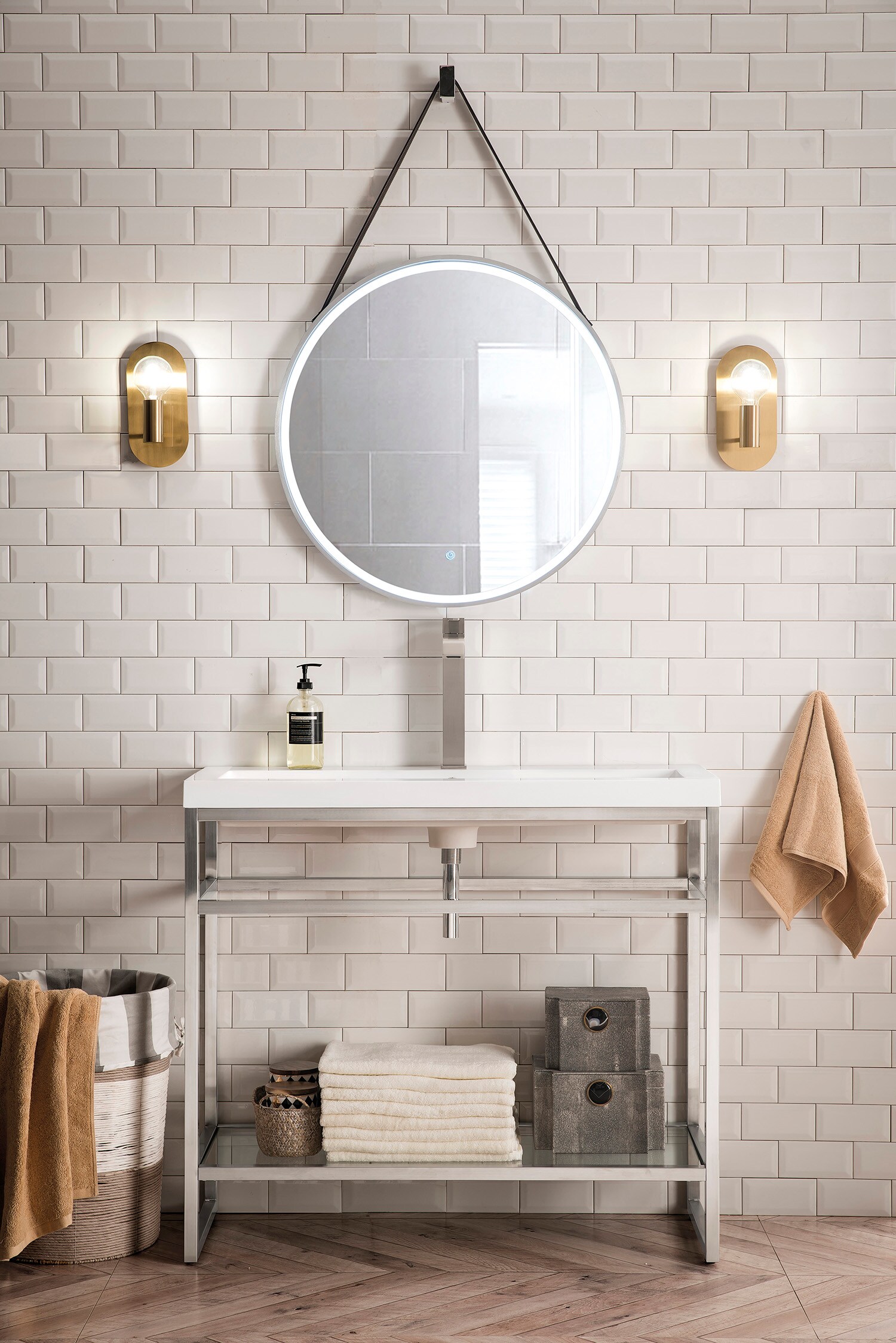 James Martin Vanities C105V39.5BNKWG Boston Brushed Nickel Stainless Steel Freestanding Transitional Console Sink with Base (39.4-in x 15.4-in x 35.5-in)