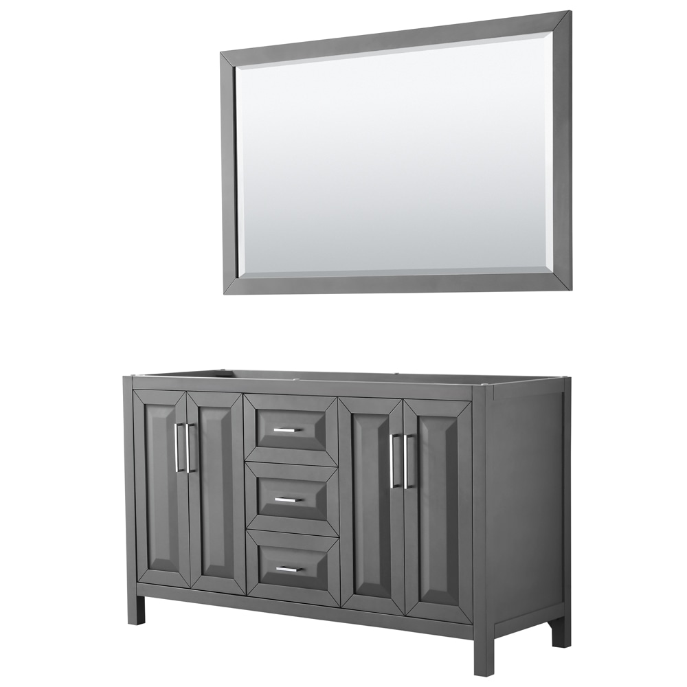 Wyndham Collection WCV252560DKGCXSXXM58 Daria 60-in Dark Gray with Polished Chrome Trim Bathroom Vanity Base Cabinet without Top (Mirror Included)