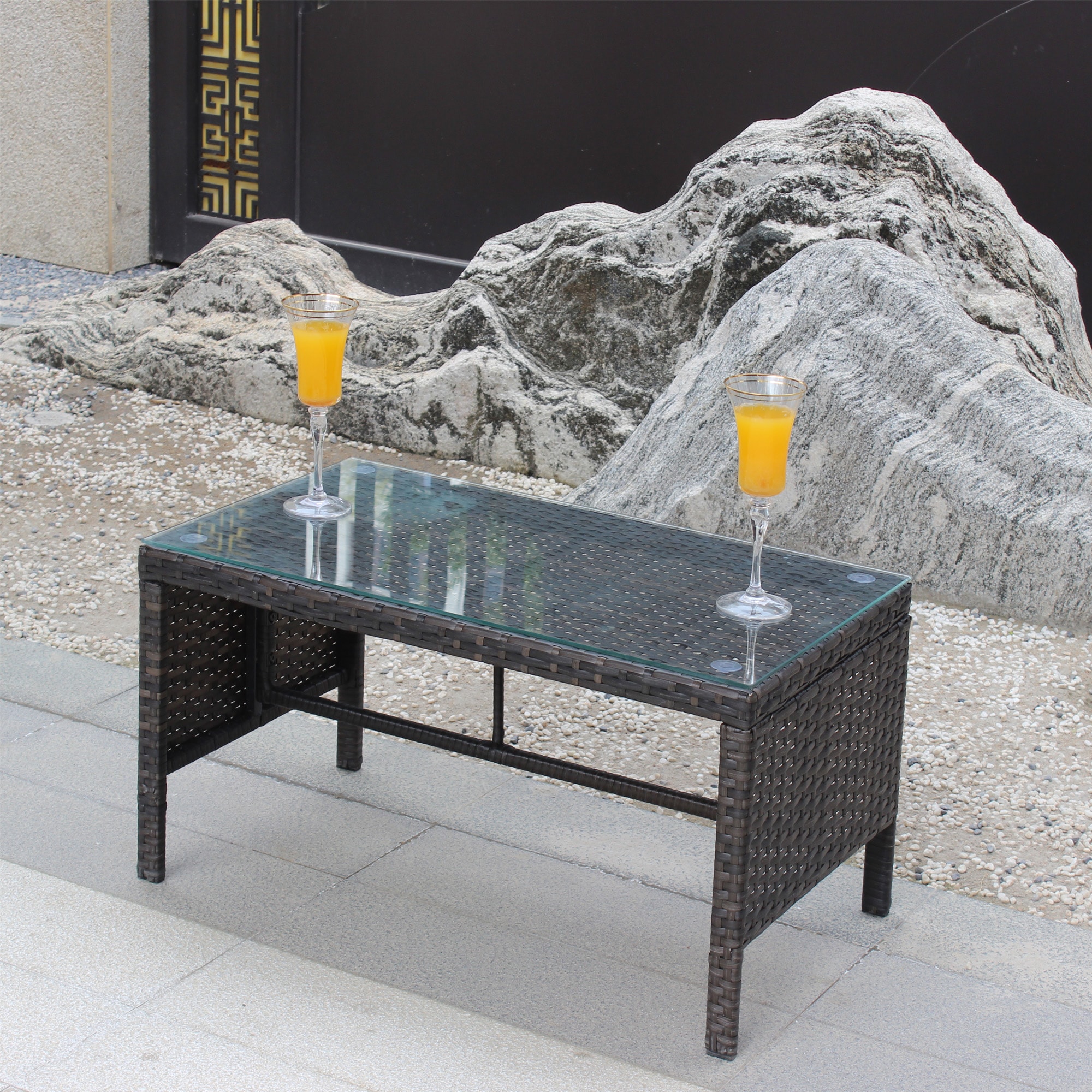 Gaierptone CRX99IT9PEJ Patio Coffee Table Rectangle Outdoor Coffee Table 17.5-in W x 30.75-in L