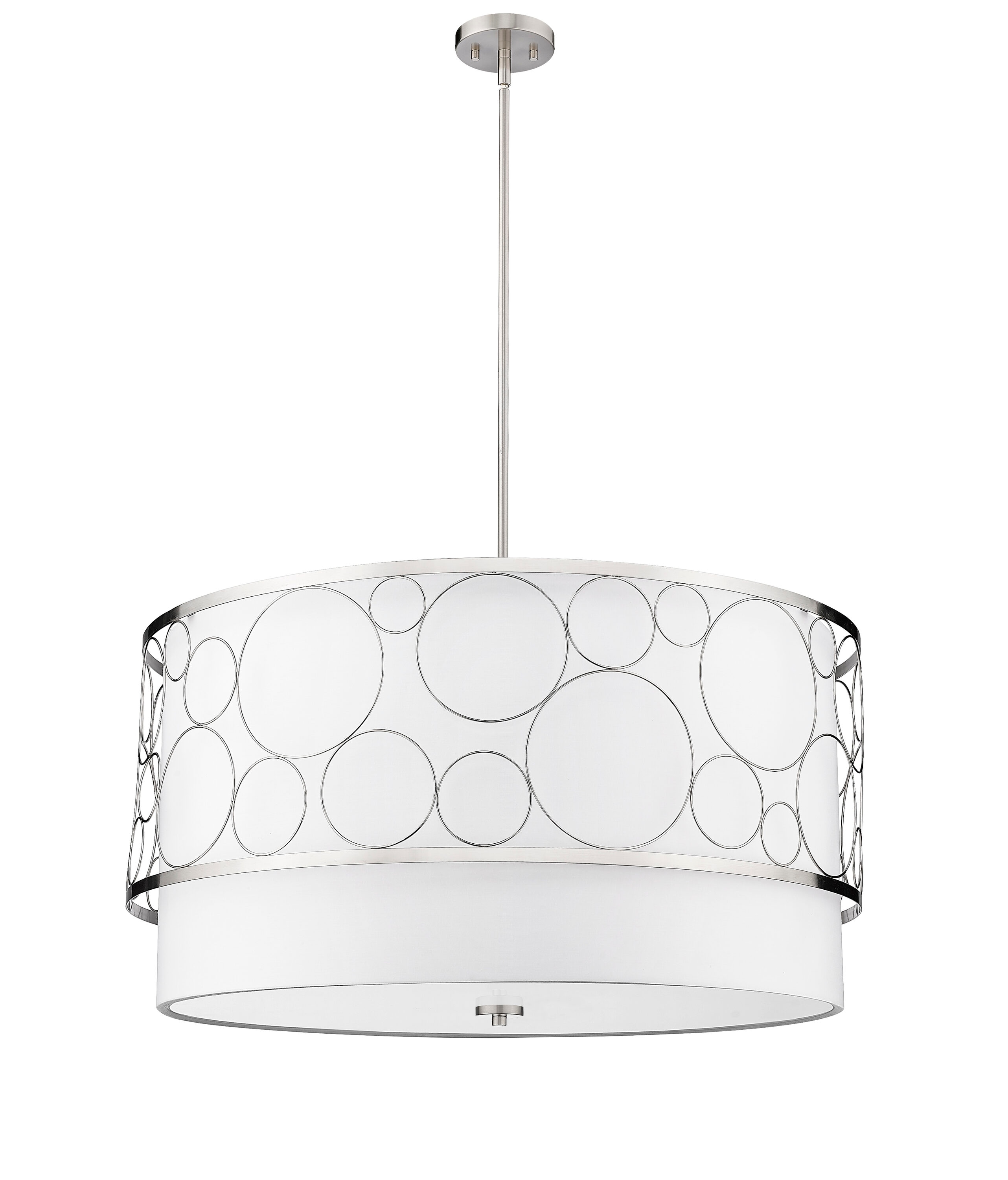 Brushed Nickel 32" Drum Chandelier with White Shade