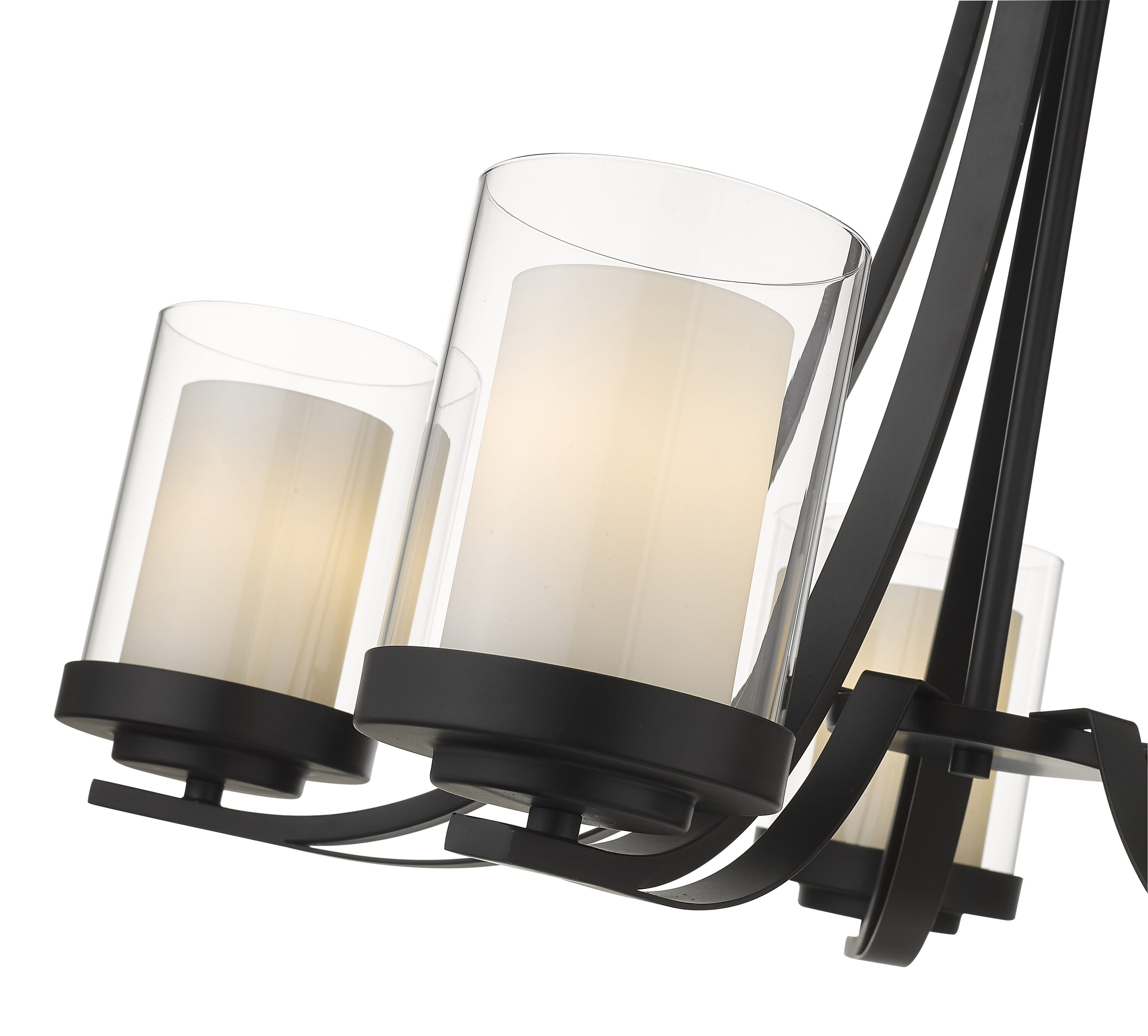 Matte Black Steel and Glass 5-Light Chandelier