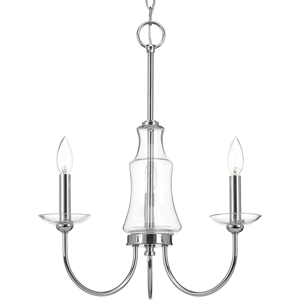 Progress Lighting P400102-015 Litchfield 3-Light Polished Chrome Coastal Led; Dry rated Chandelier