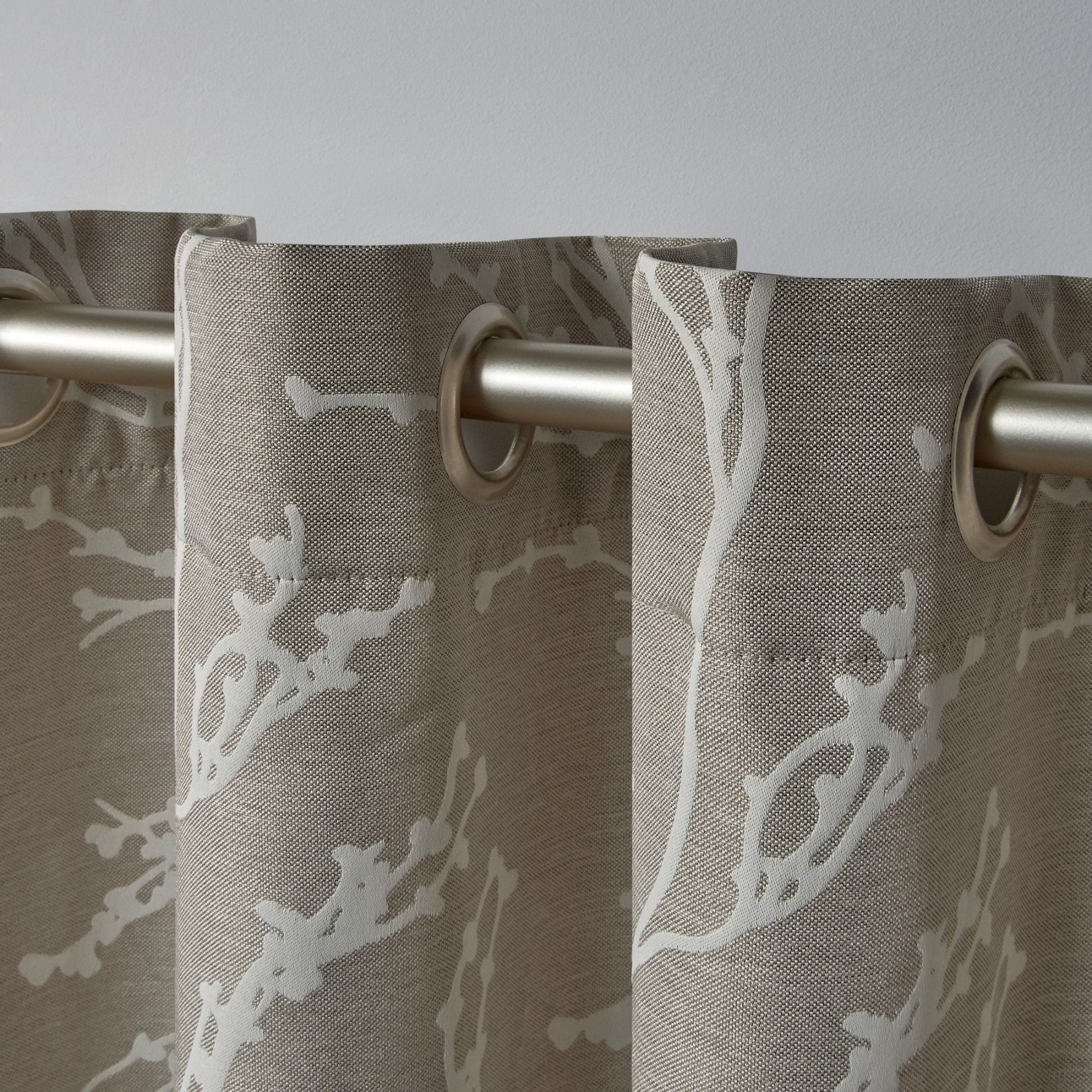 Natural Brown Linen Blackout Grommet Window Curtain Panels, 63" x 52"
