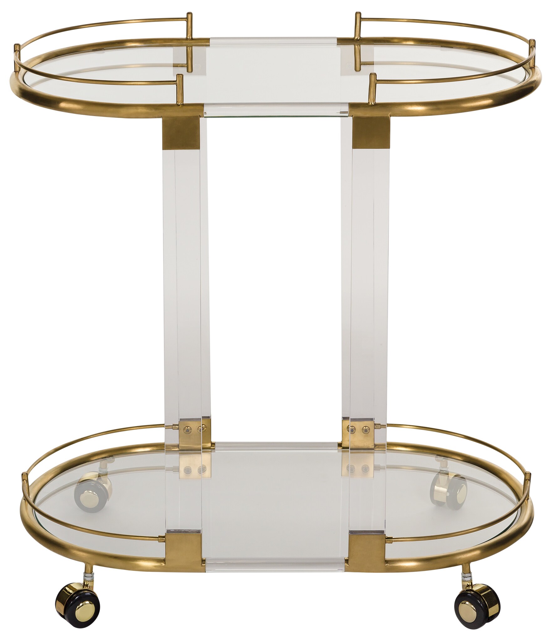 gold and lucite bar cart