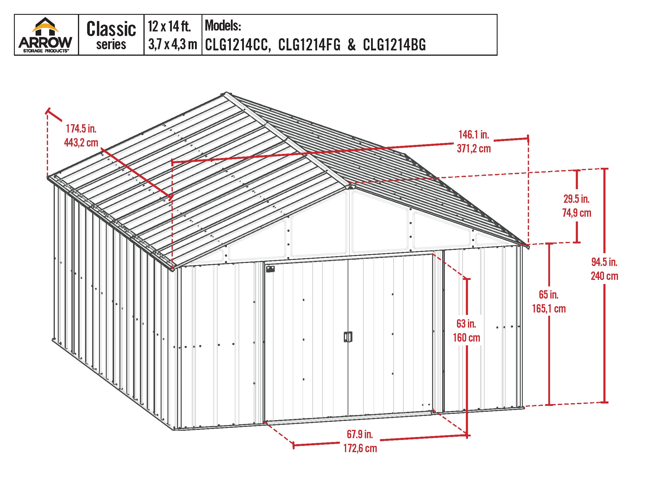 Arrow CLG1214BG Metal-Storage-Buildings-Sheds - View #3