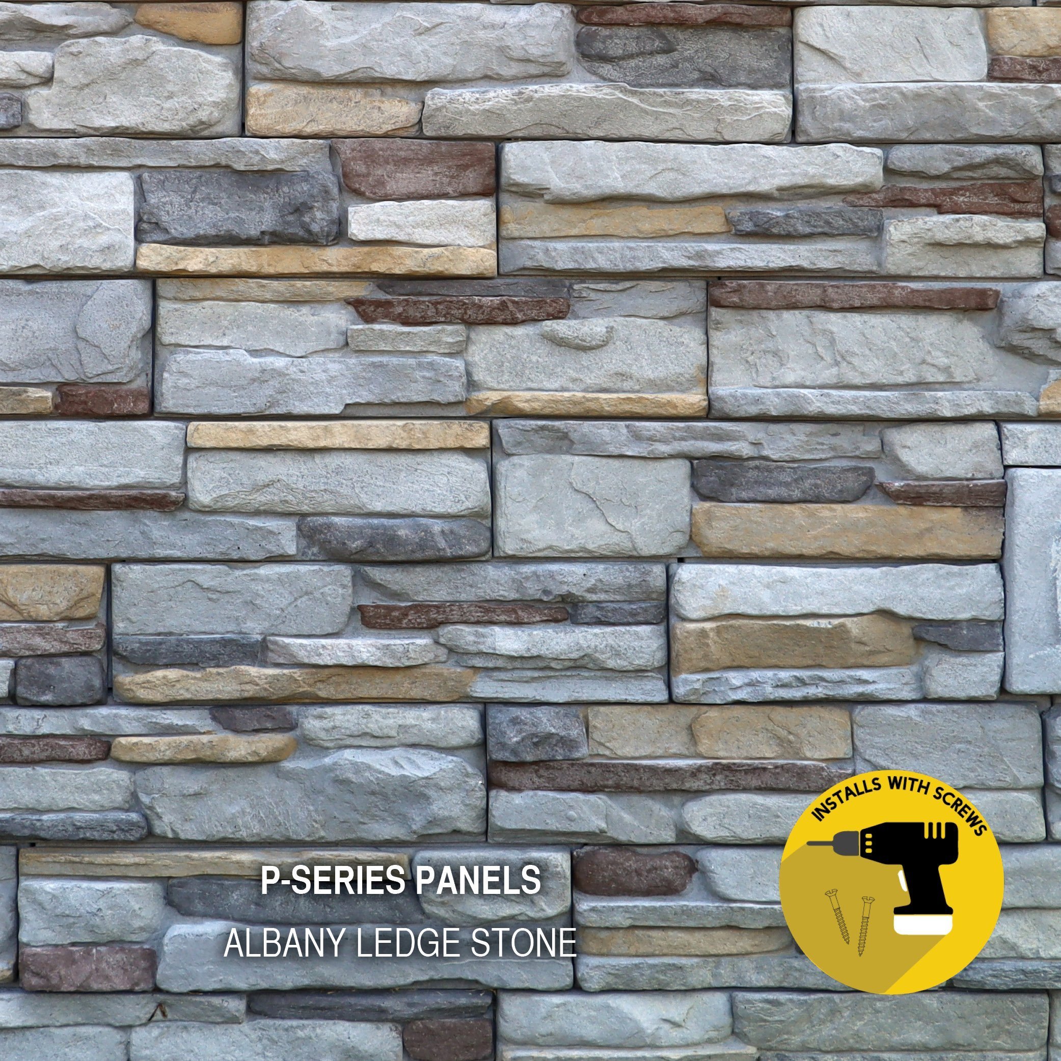 M-Rock ALBANYFLATS Albany Ledge Stone 4.9 Square feet Grey Base with Blue Grey Black Ochre Brown and Neutral Stone Stone veneer