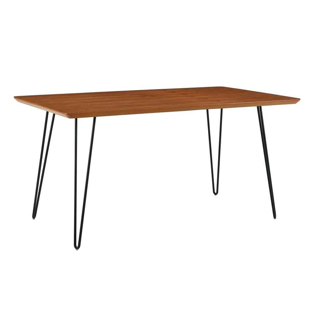 Walker Edison LWW60HPDWT Walnut Transitional Dining Table, Wood with Walnut Wood Base 60-in L x 30-in H