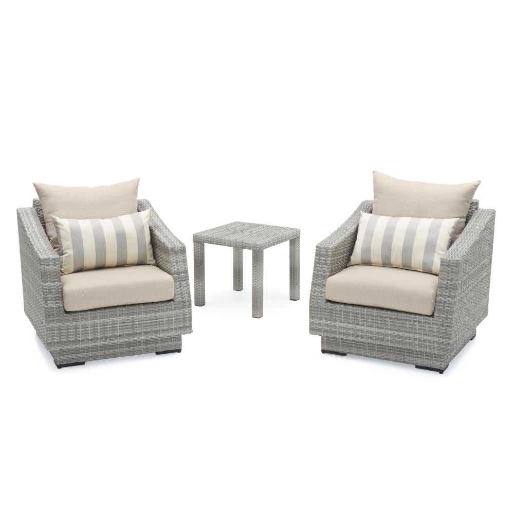 RST Brands OP-PECLB2T-CNS-SLT-K Cannes 3-Piece Wicker Patio Conversation Set with Gray Sunsharp Cushions