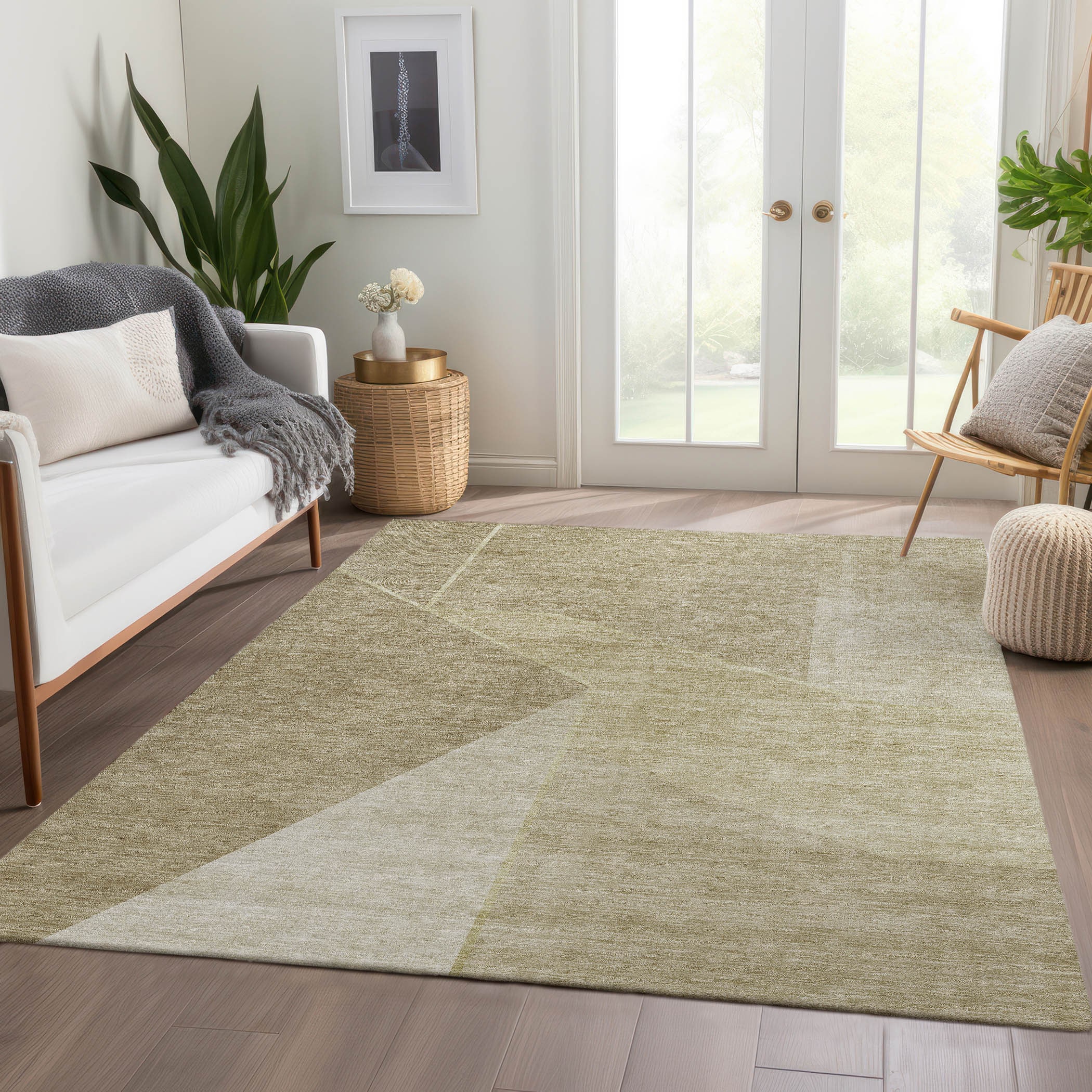 Addison Rugs ACN648BG3X5 Chantille ACN648BG 3 x 5 (ft) Polyester Beige Rectangular Indoor/Outdoor Abstract Machine washable Area rug