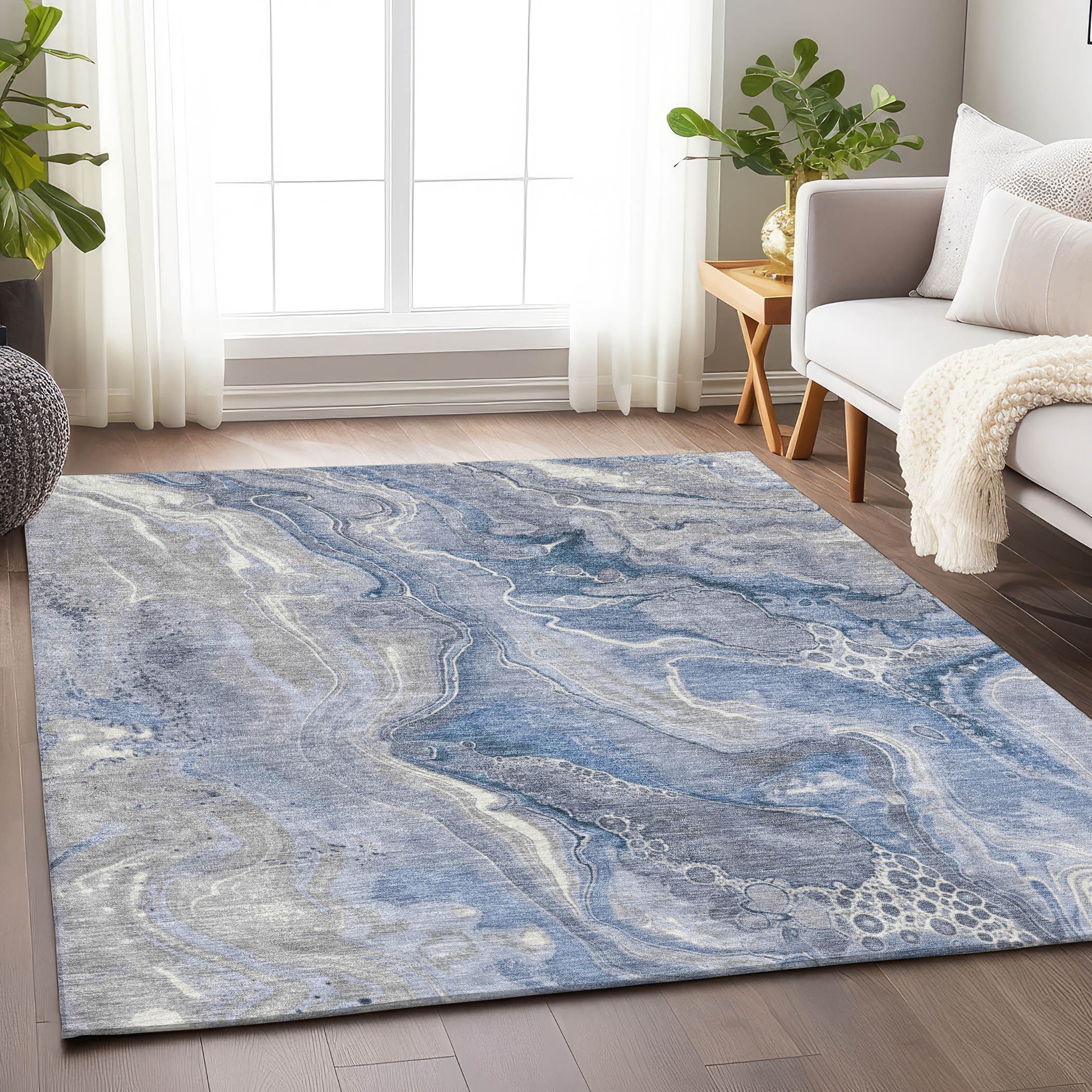 Addison Rugs ACN1681DN9X12 Chantille ACN1681DN 9 x 12 (ft) Loomed Polyester Denim Rectangular Indoor/Outdoor Machine washable Area rug