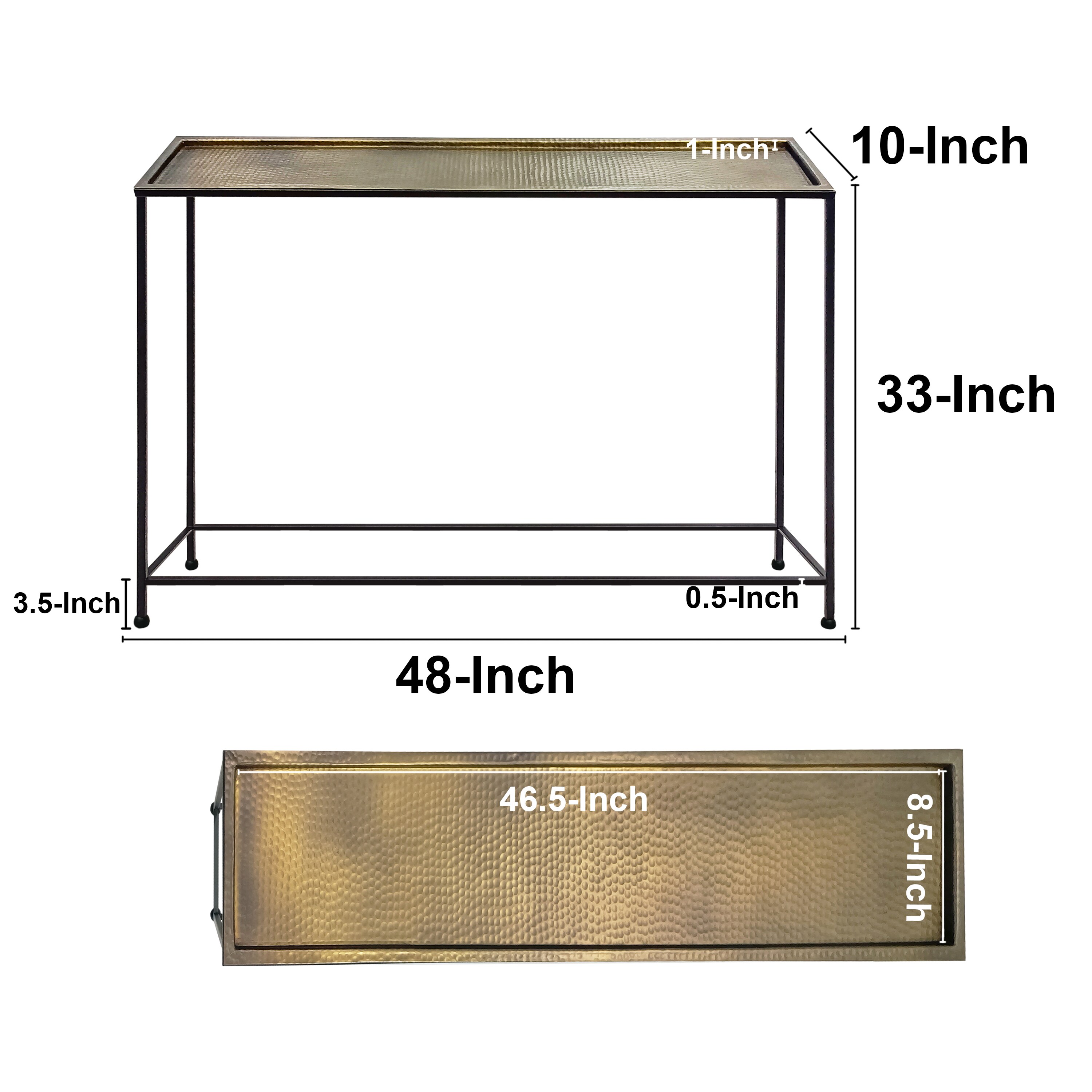 Aurelia 48-Inch Bronze Tray Top Console Table with Storage
