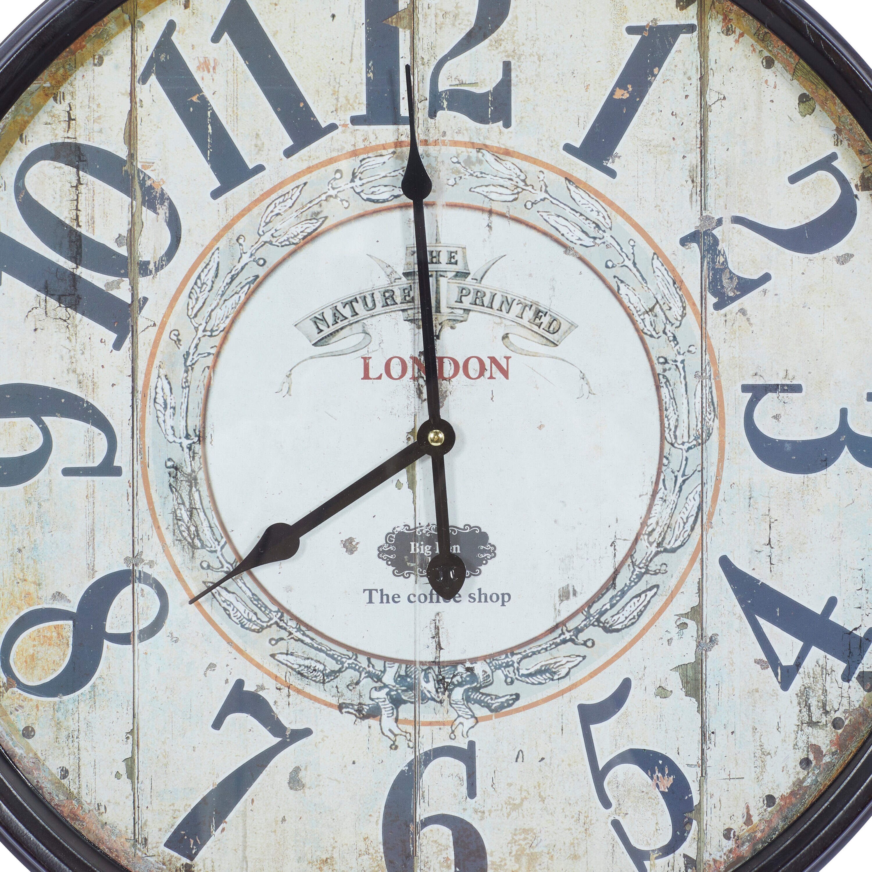 28" Black and Brown Metal Vintage Wall Clock
