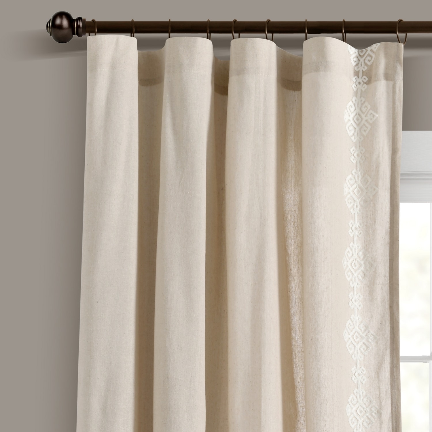 Lush Decor 21T013975 84-Inches Natural Geometric Rod pocket Single curtain panel