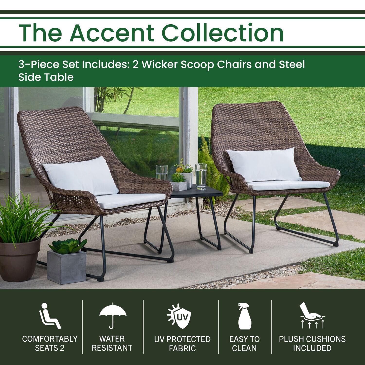 Hanover ACCENT3PC-WHT Patio-Conversation-Sets - View #2