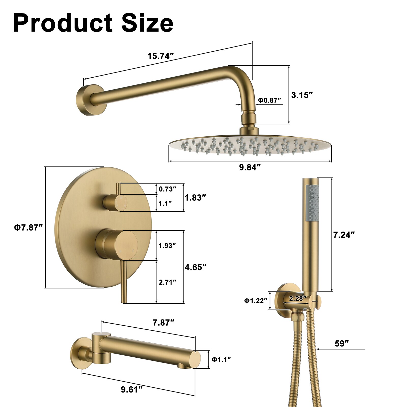 Mondawe MO6006-10BN Showerhead-Bar-Panels - View #7